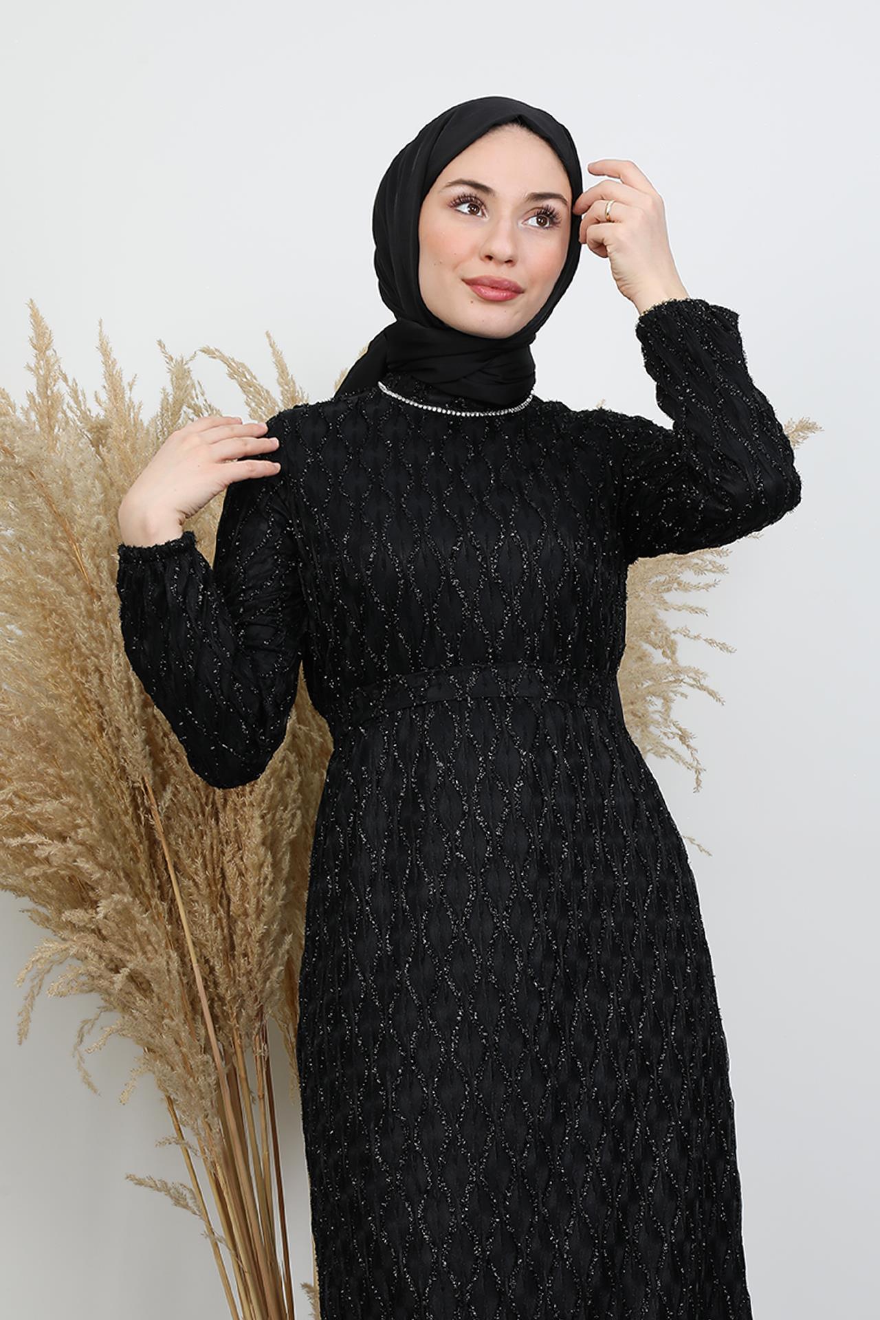 Marya Tesettür Tül Elbise Siyah