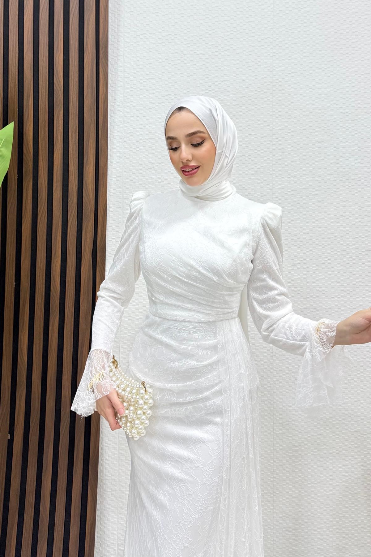 Maysa Tül Abiye Beyaz