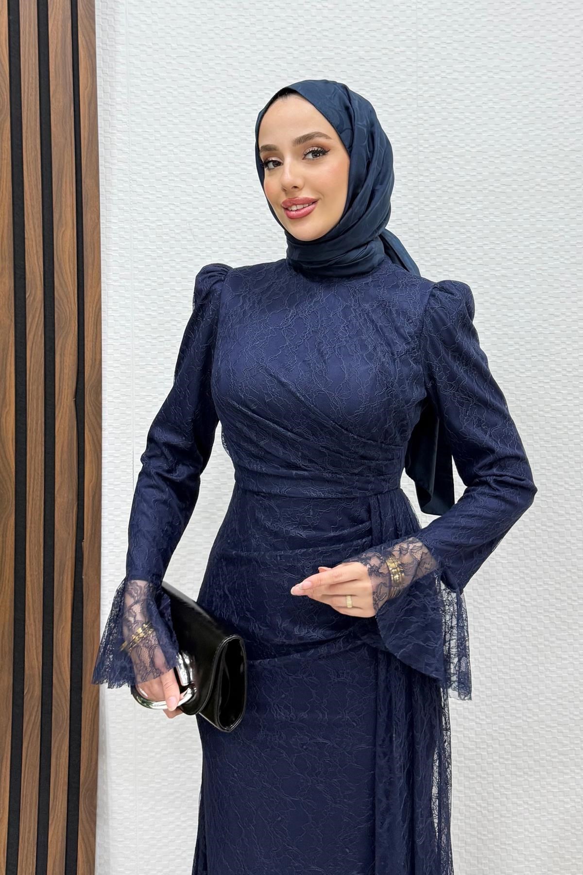 Maysa Tül Abiye Lacivert