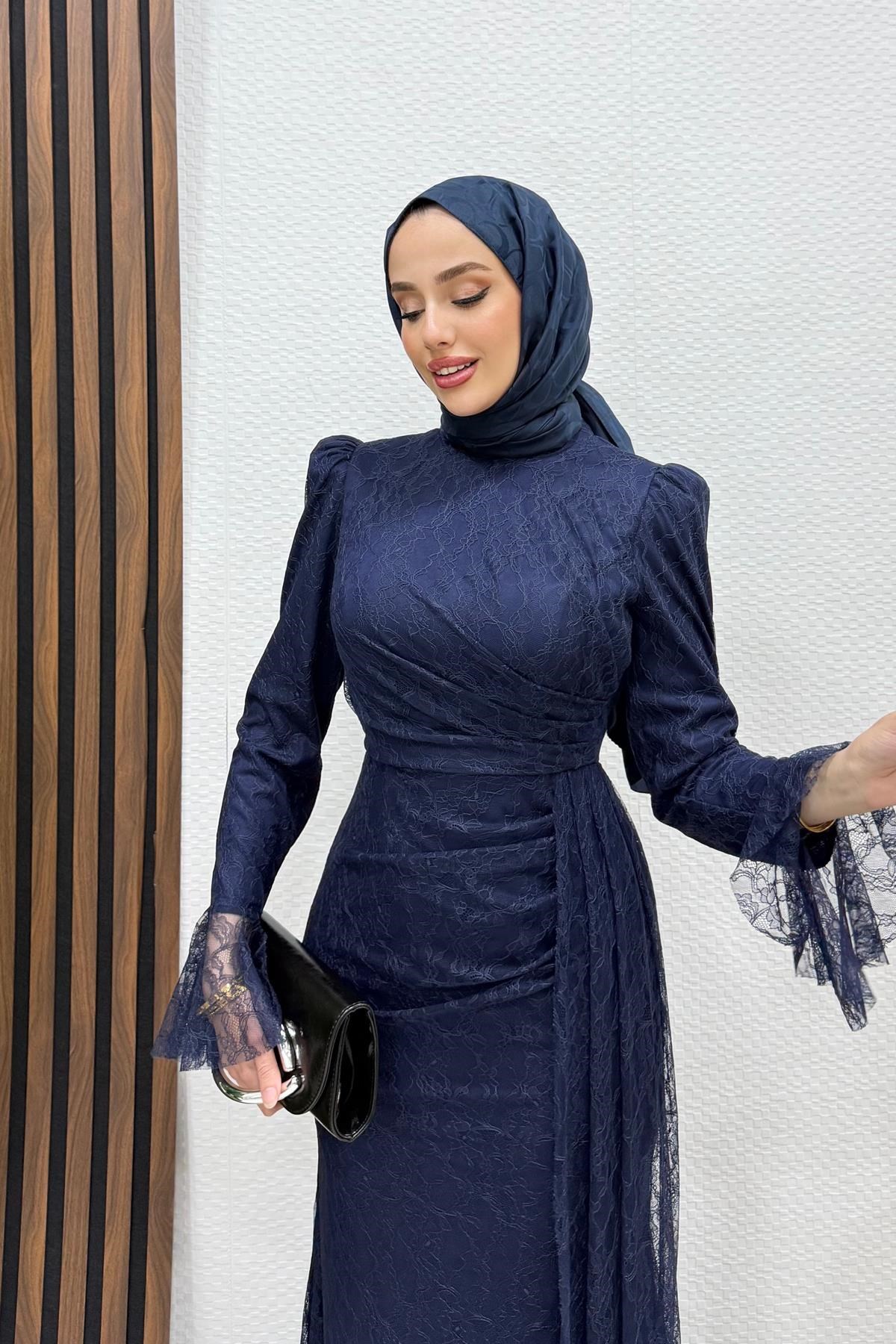 Maysa Tül Abiye Lacivert