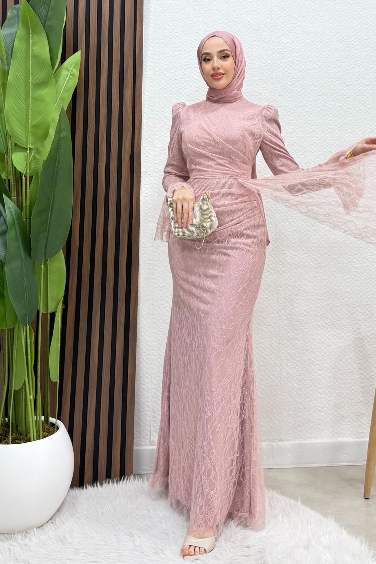 Maysa Tül Abiye Soft Pembe