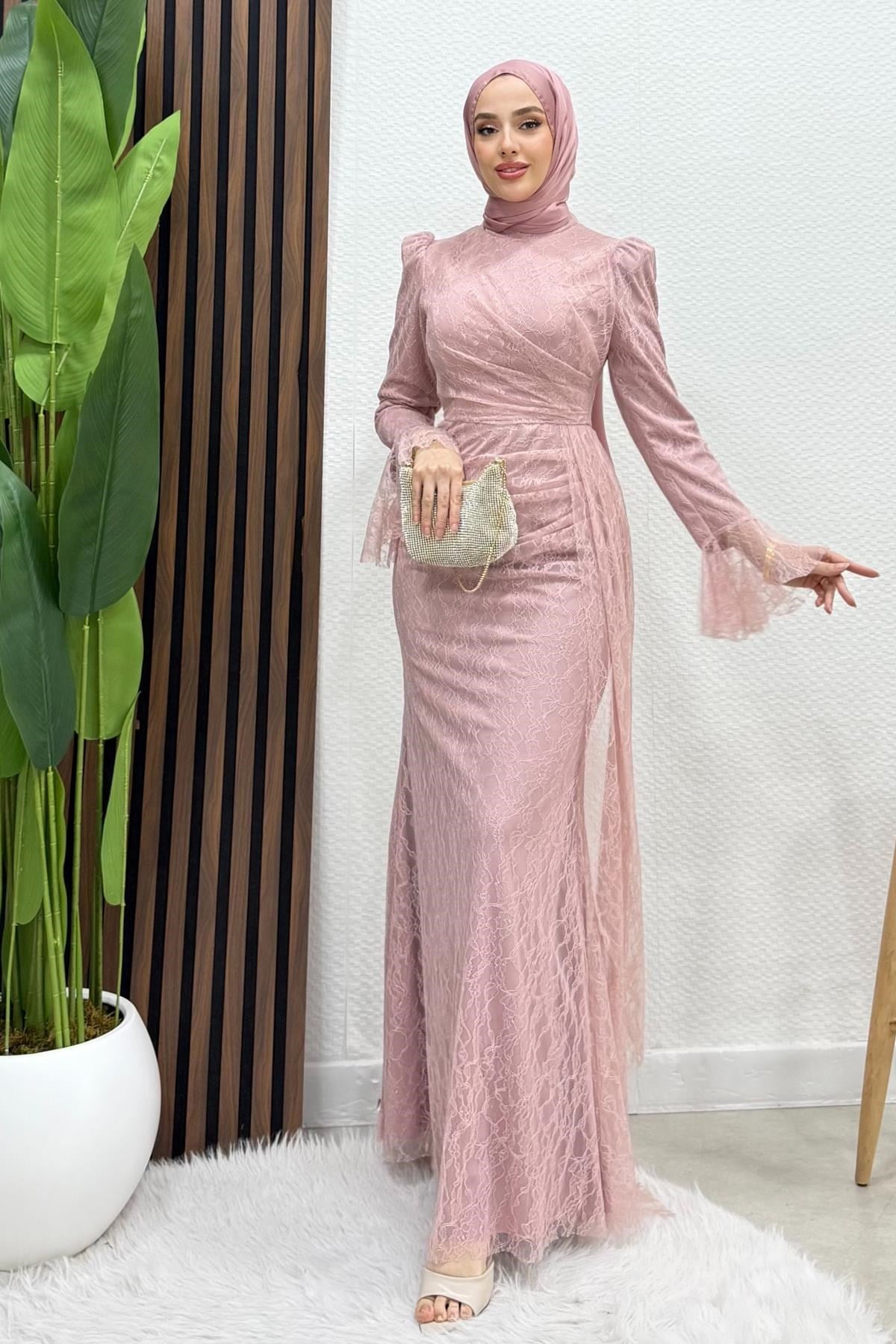 Maysa Tül Abiye Soft Pembe