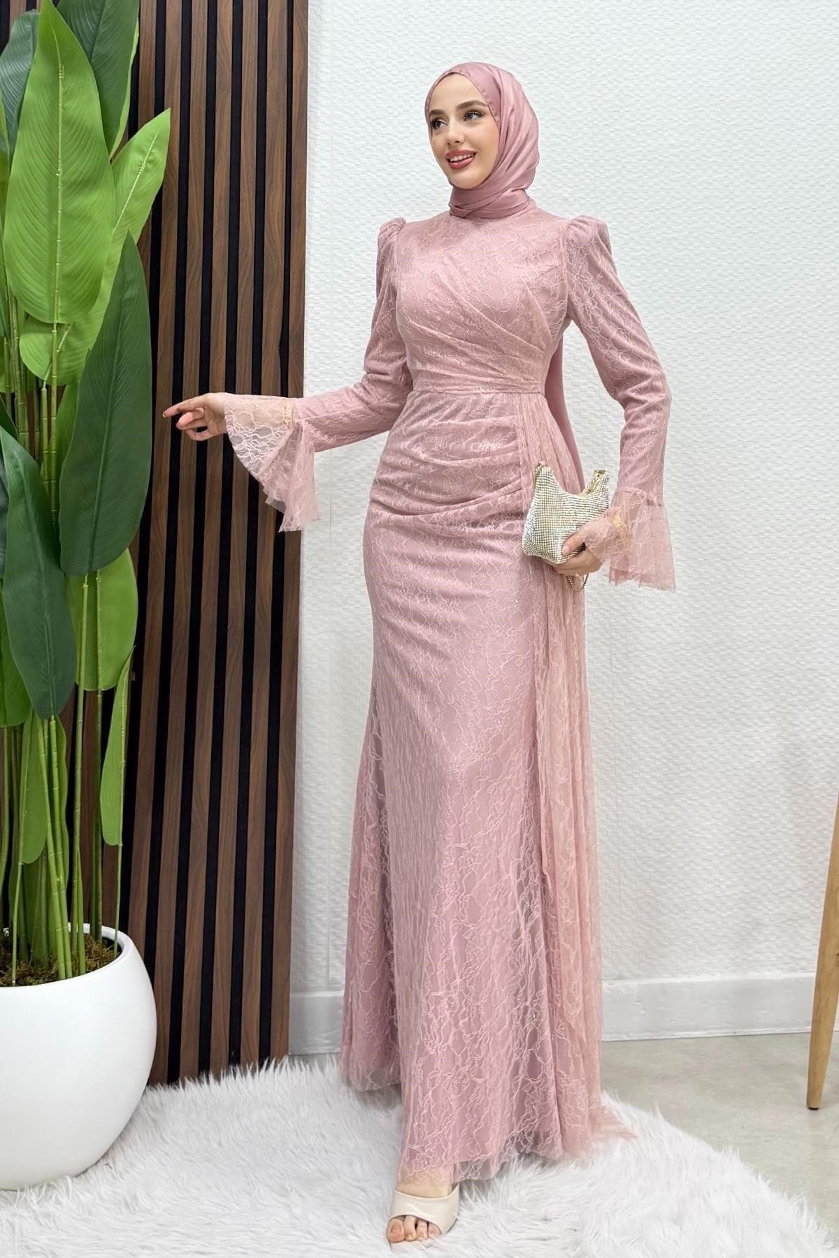 Maysa Tül Abiye Soft Pembe