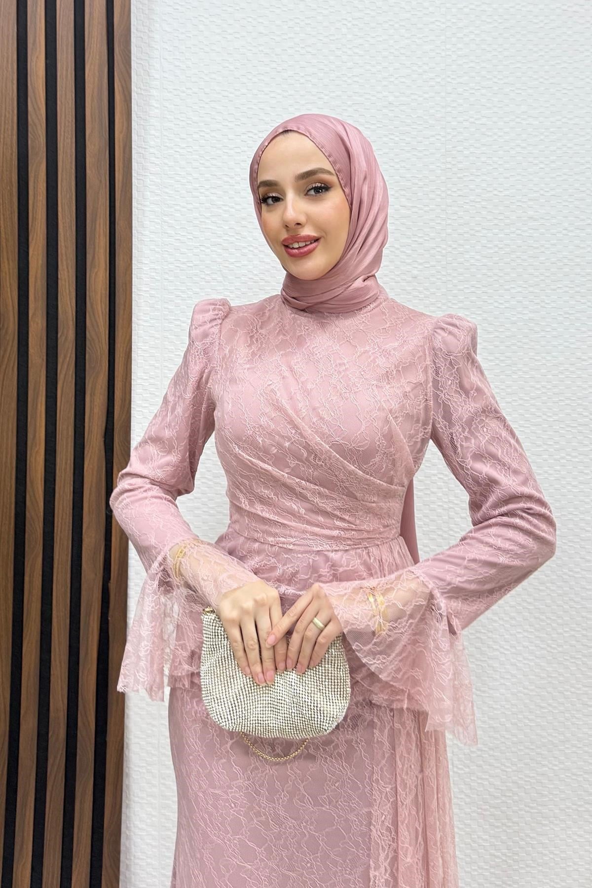 Maysa Tül Abiye Soft Pembe