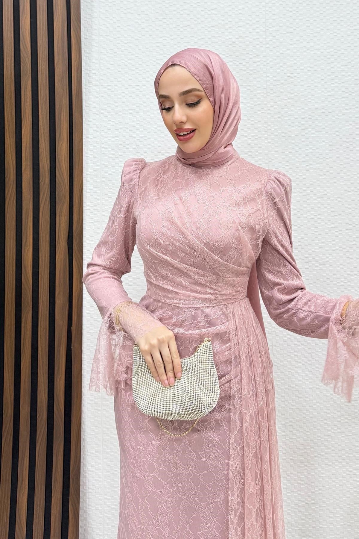 Maysa Tül Abiye Soft Pembe
