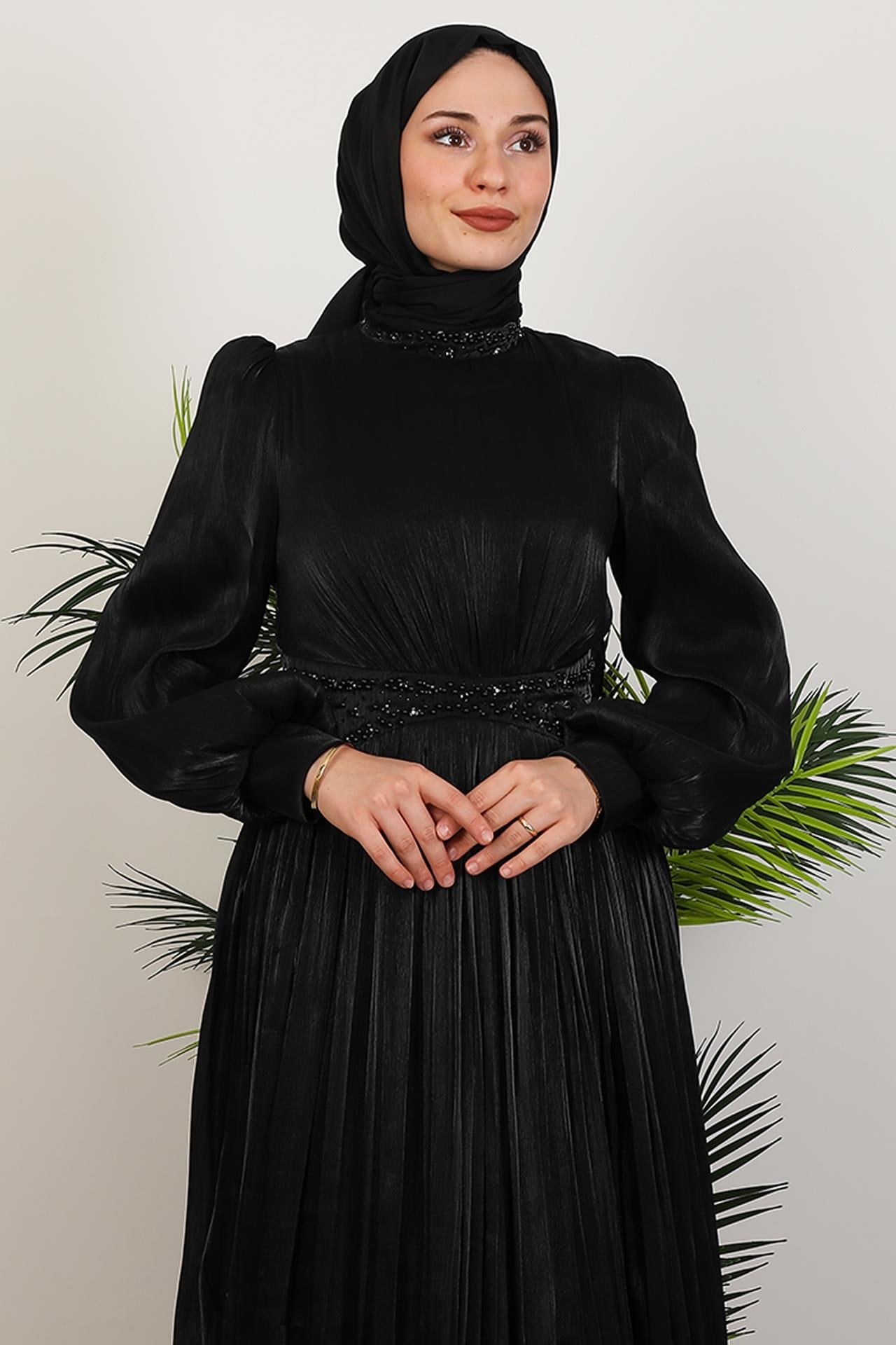 Meryem Boncuk Abiye Siyah