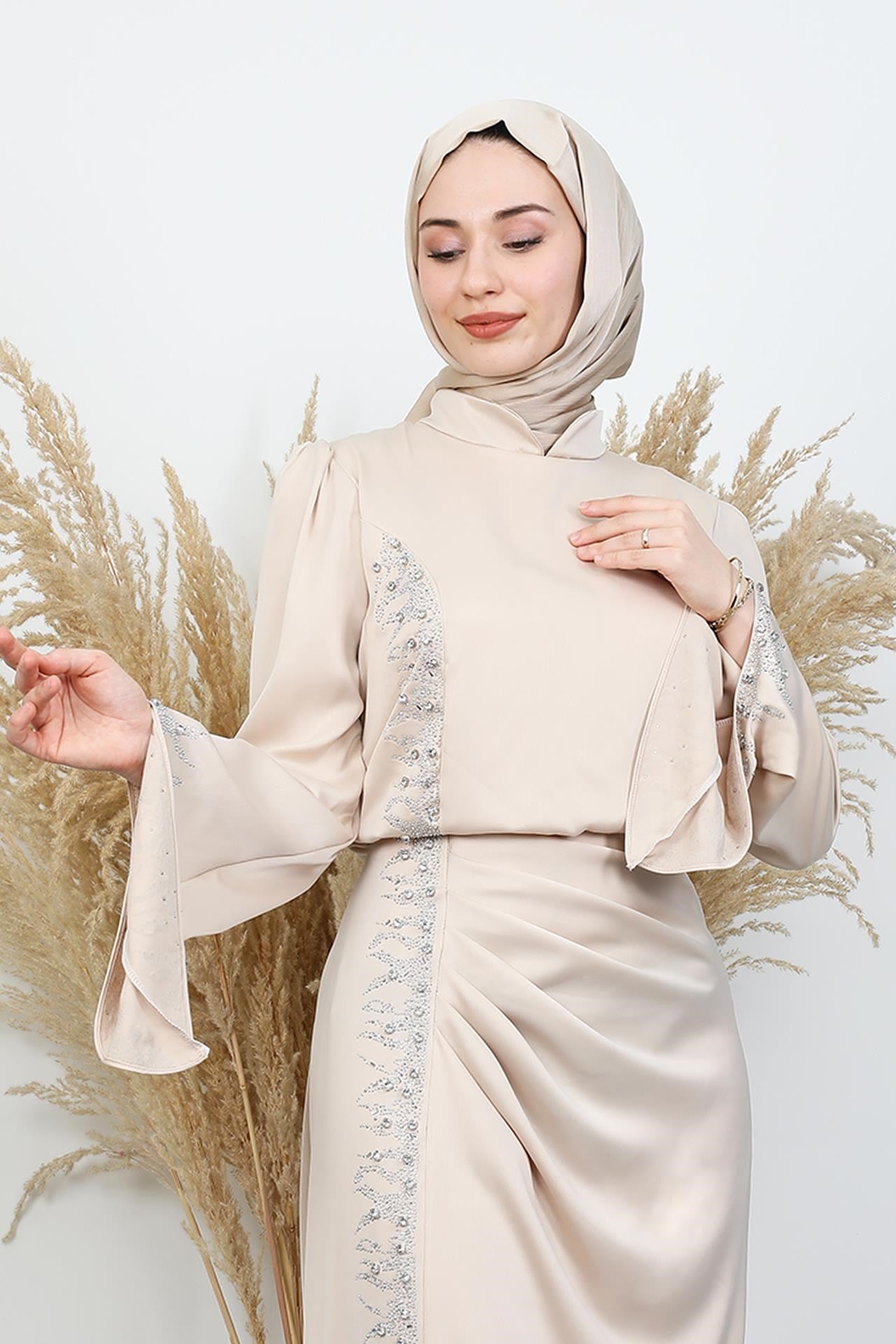 Mihrimah Saten Abiye Krem