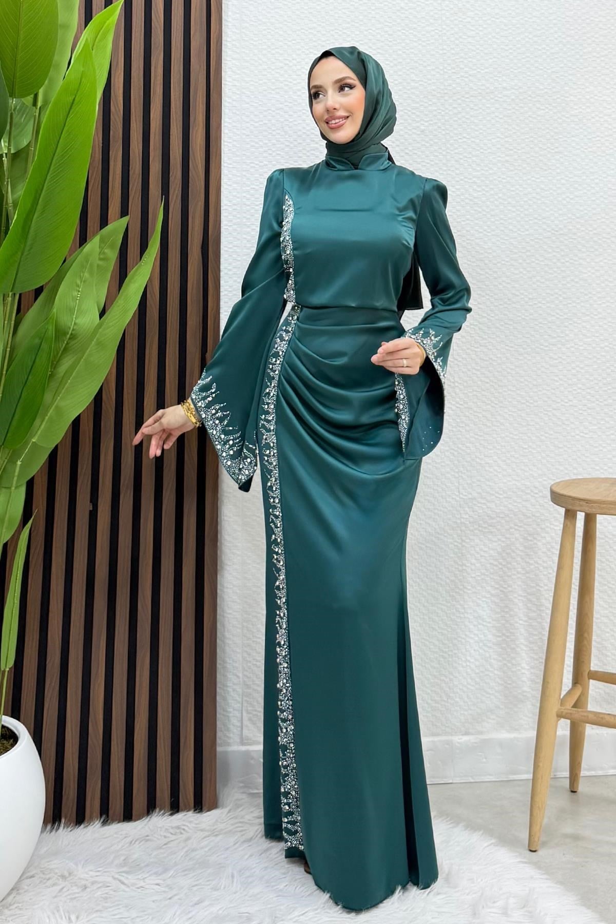 Mihrimah Saten Abiye Zümrüt