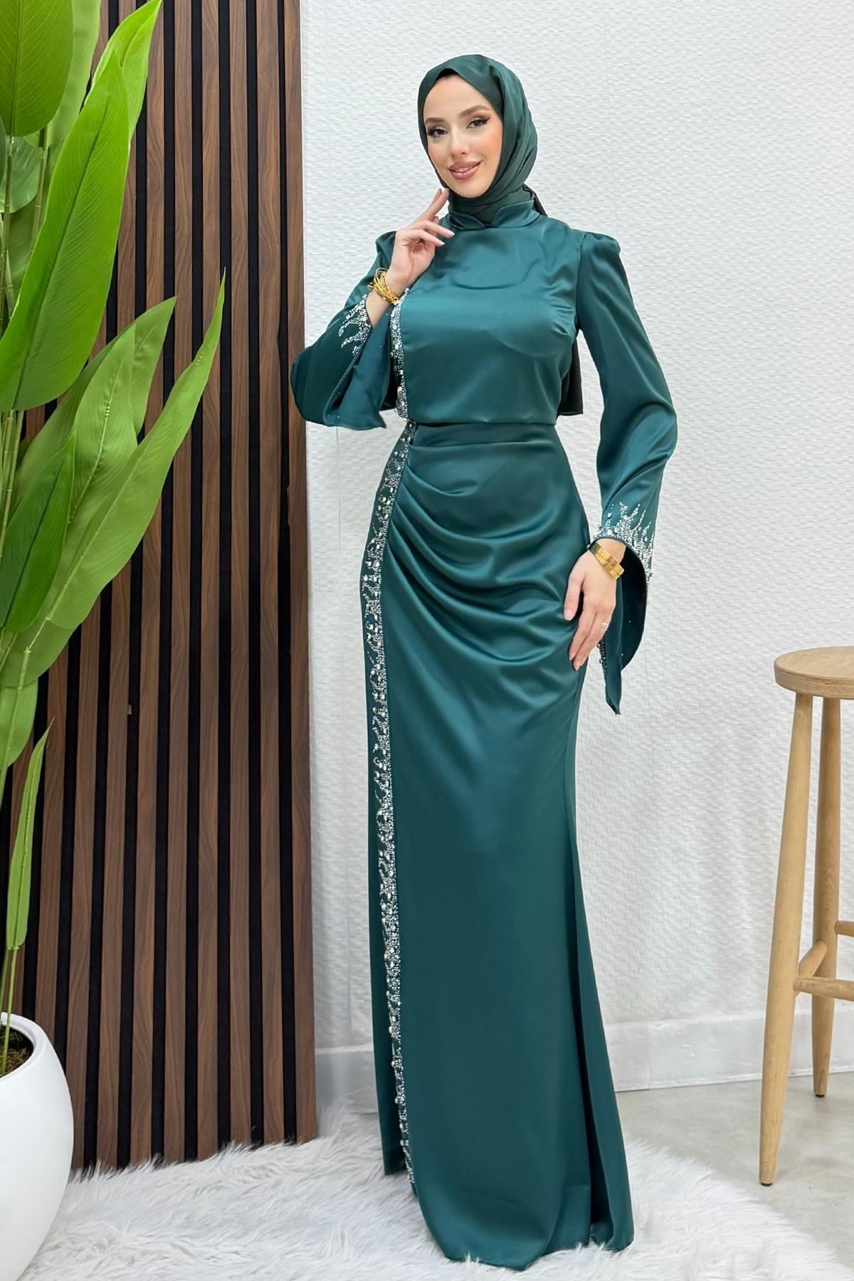 Mihrimah Saten Abiye Zümrüt