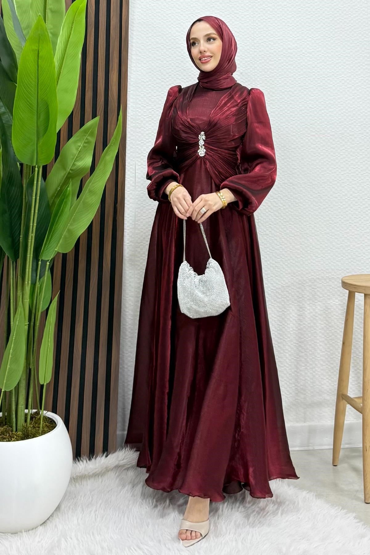 Miona Yoryo Abiye Koyu Bordo