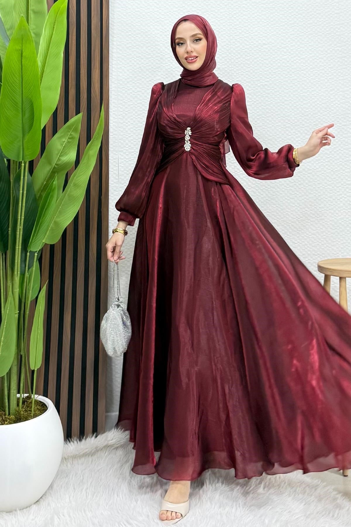 Miona Yoryo Abiye Koyu Bordo