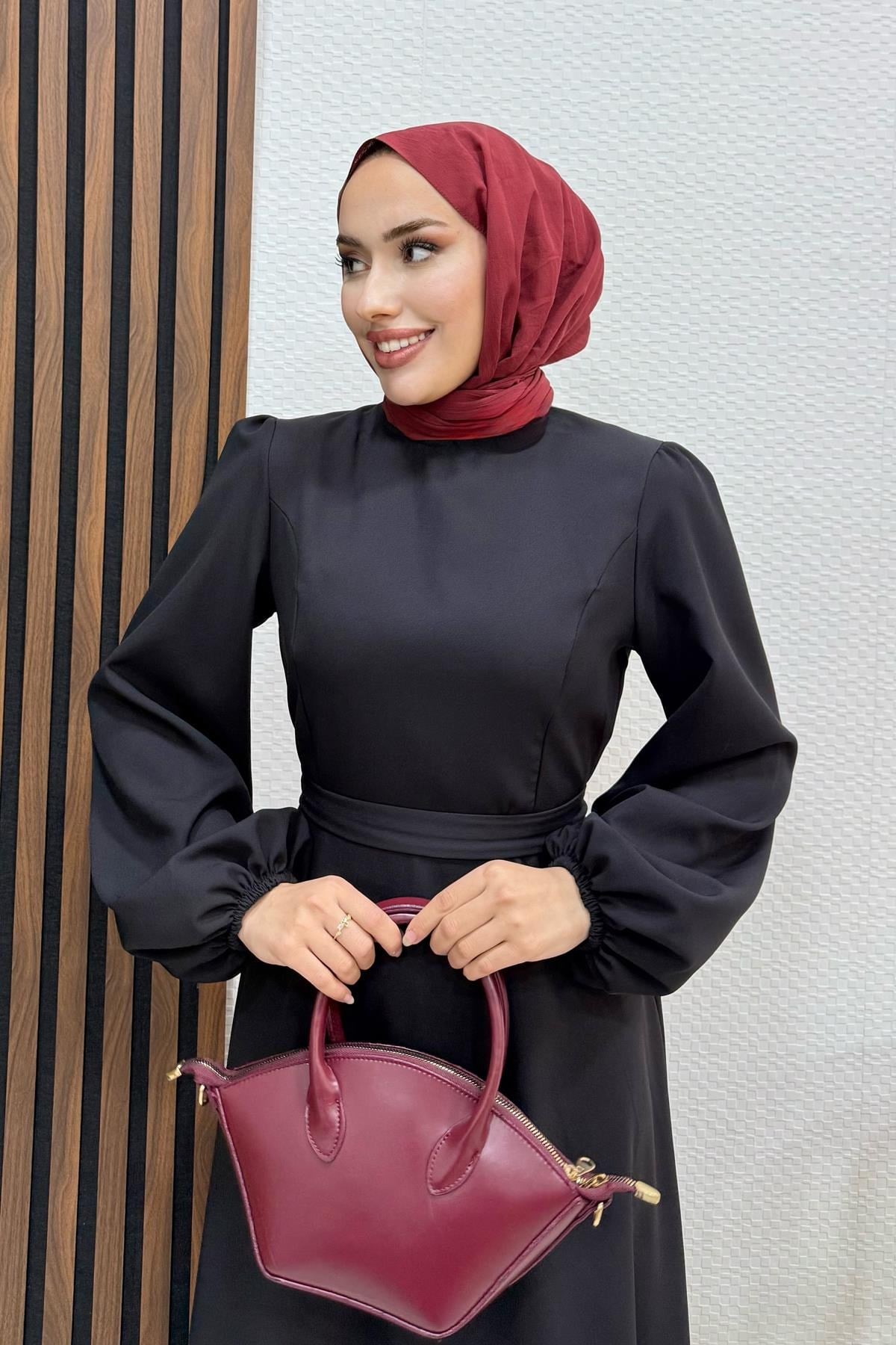Miya Krep Elbise Siyah