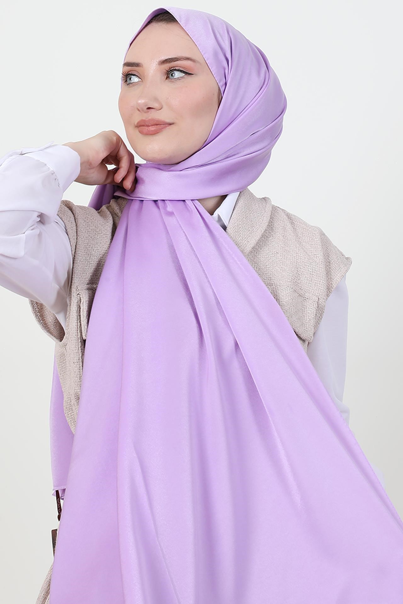 Model Saten Şal Açık Lila