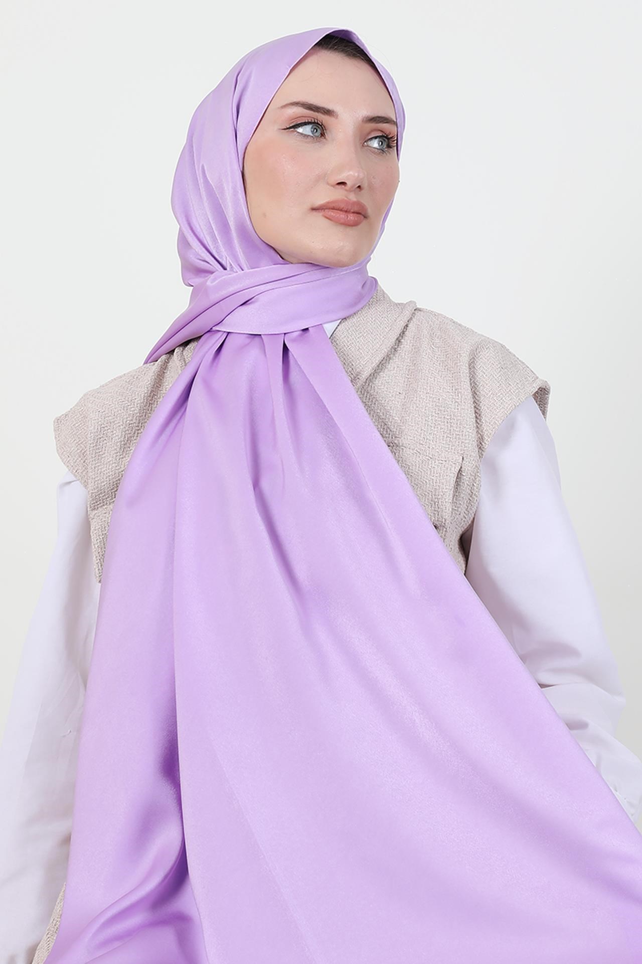 Model Saten Şal Açık Lila