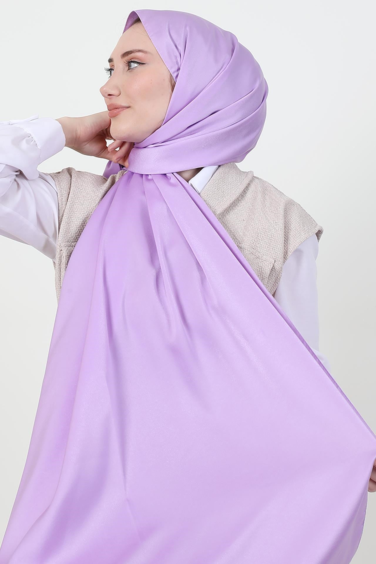 Model Saten Şal Açık Lila