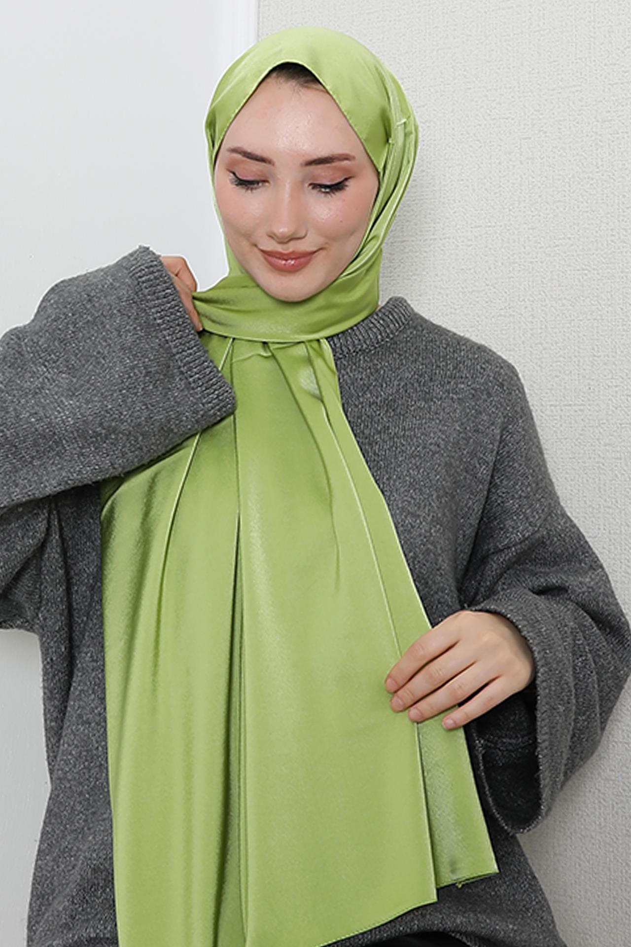 Model Saten Şal Açık Yeşil