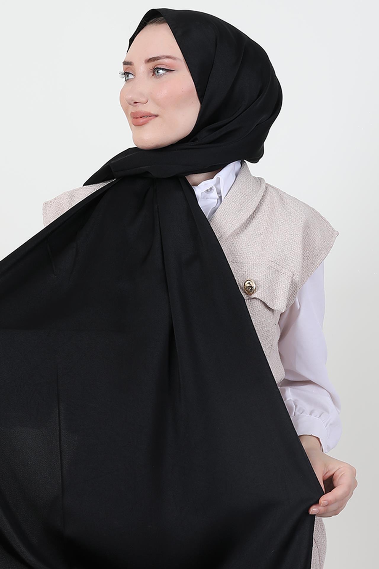 Model Saten Şal Siyah