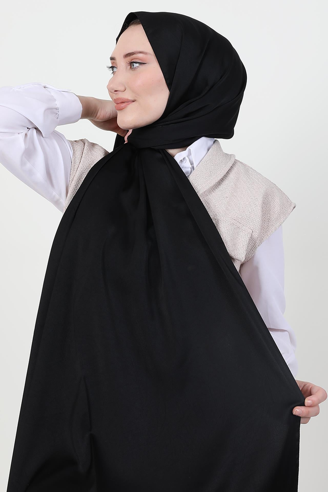 Model Saten Şal Siyah