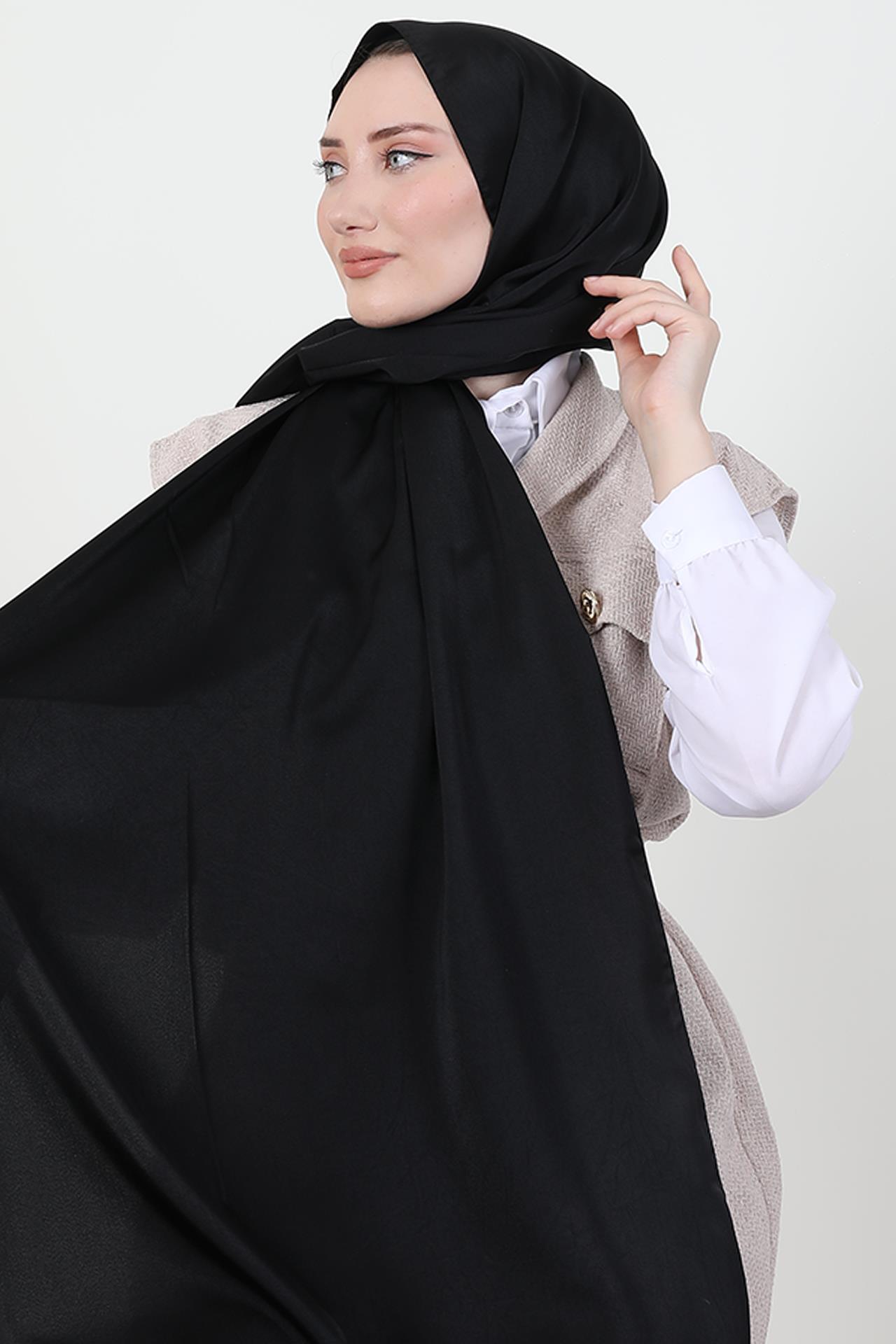 Model Saten Şal Siyah