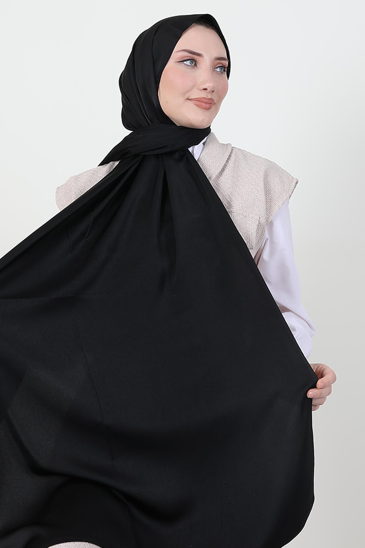 Model Saten Şal Siyah