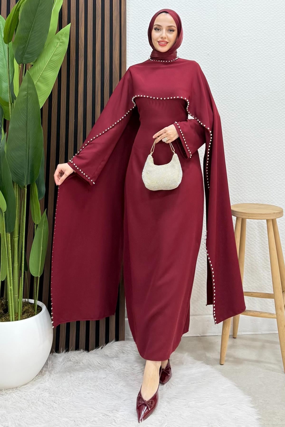 Nadide Krep Abiye Bordo