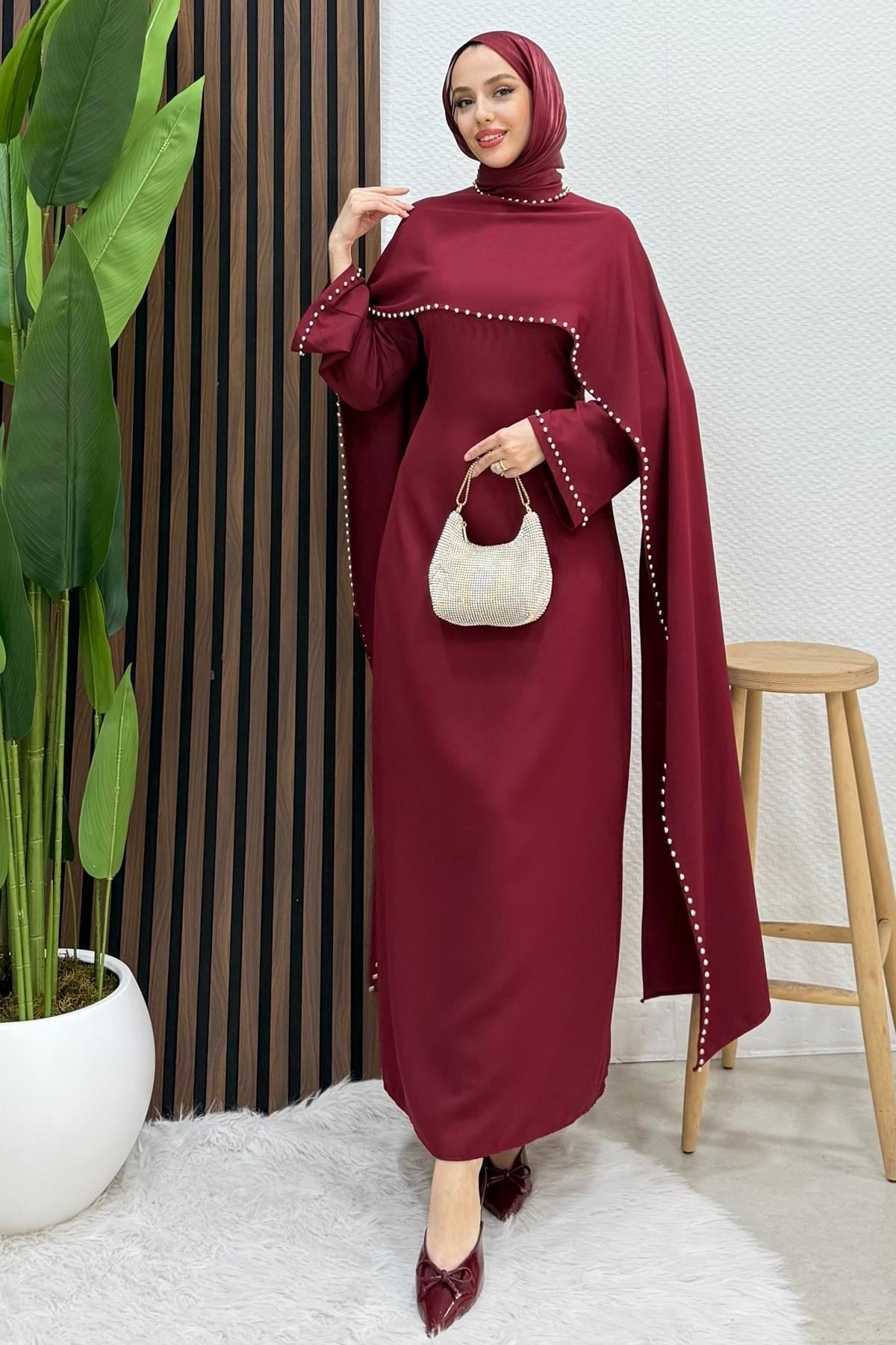 Nadide Krep Abiye Bordo