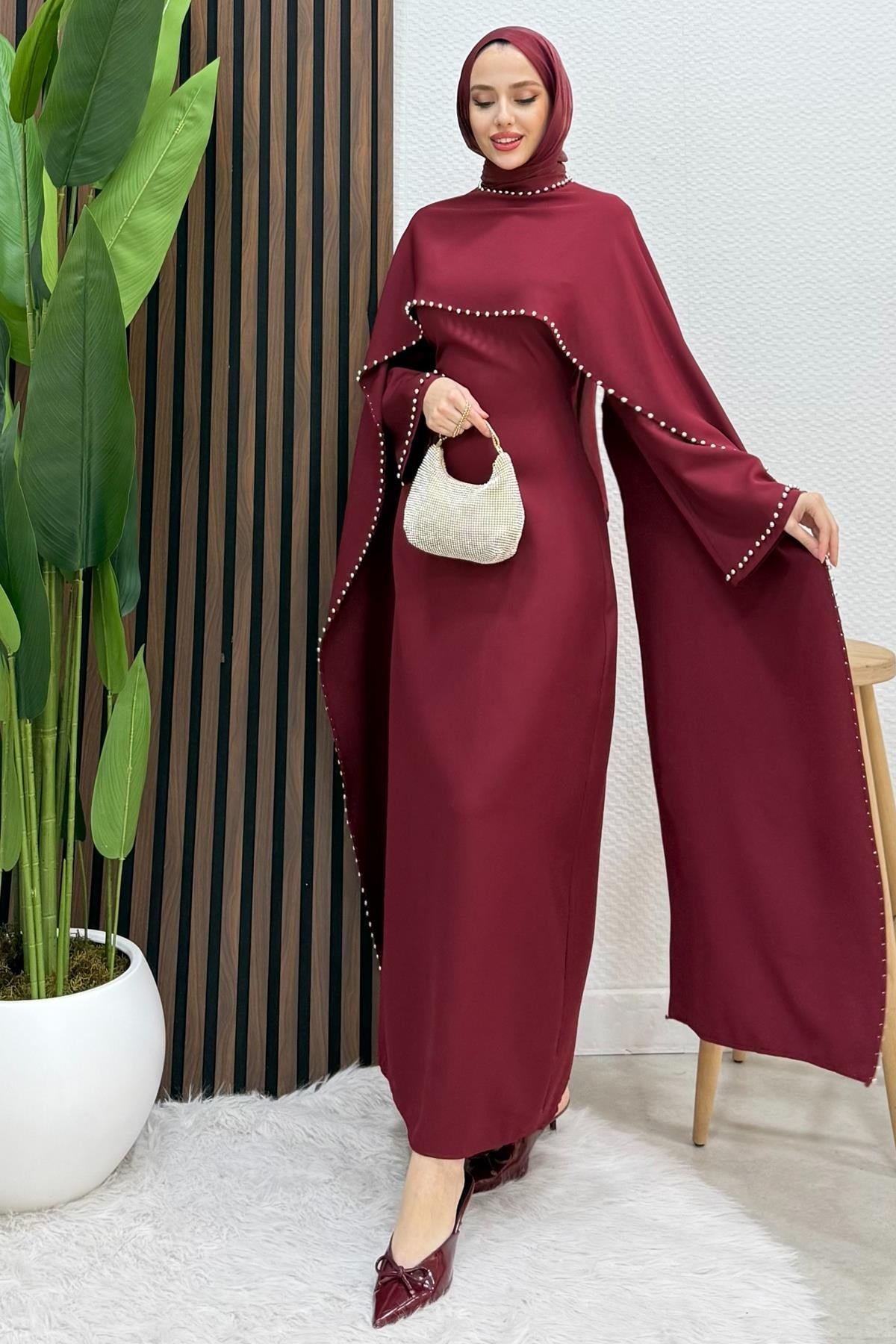 Nadide Krep Abiye Bordo