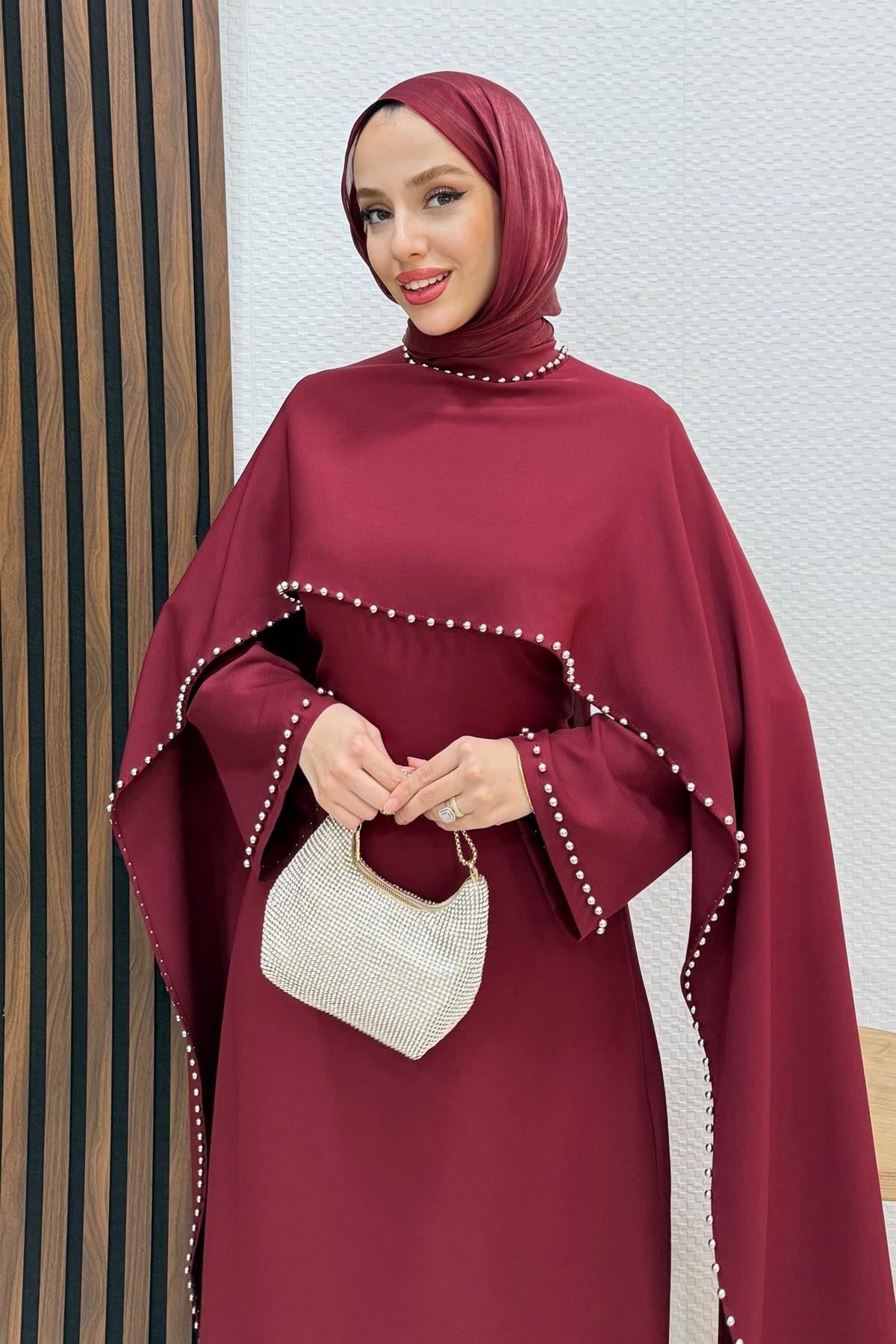 Nadide Krep Abiye Bordo