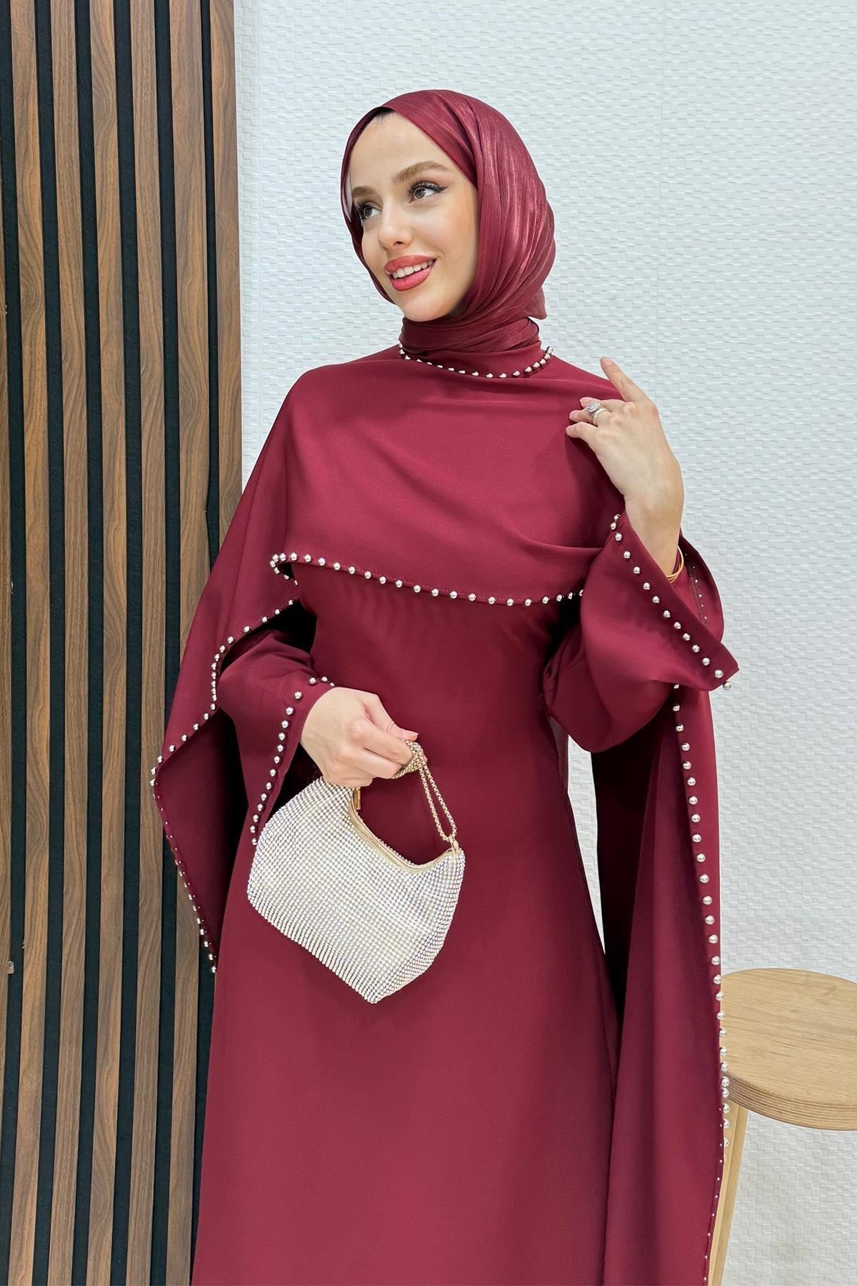 Nadide Krep Abiye Bordo