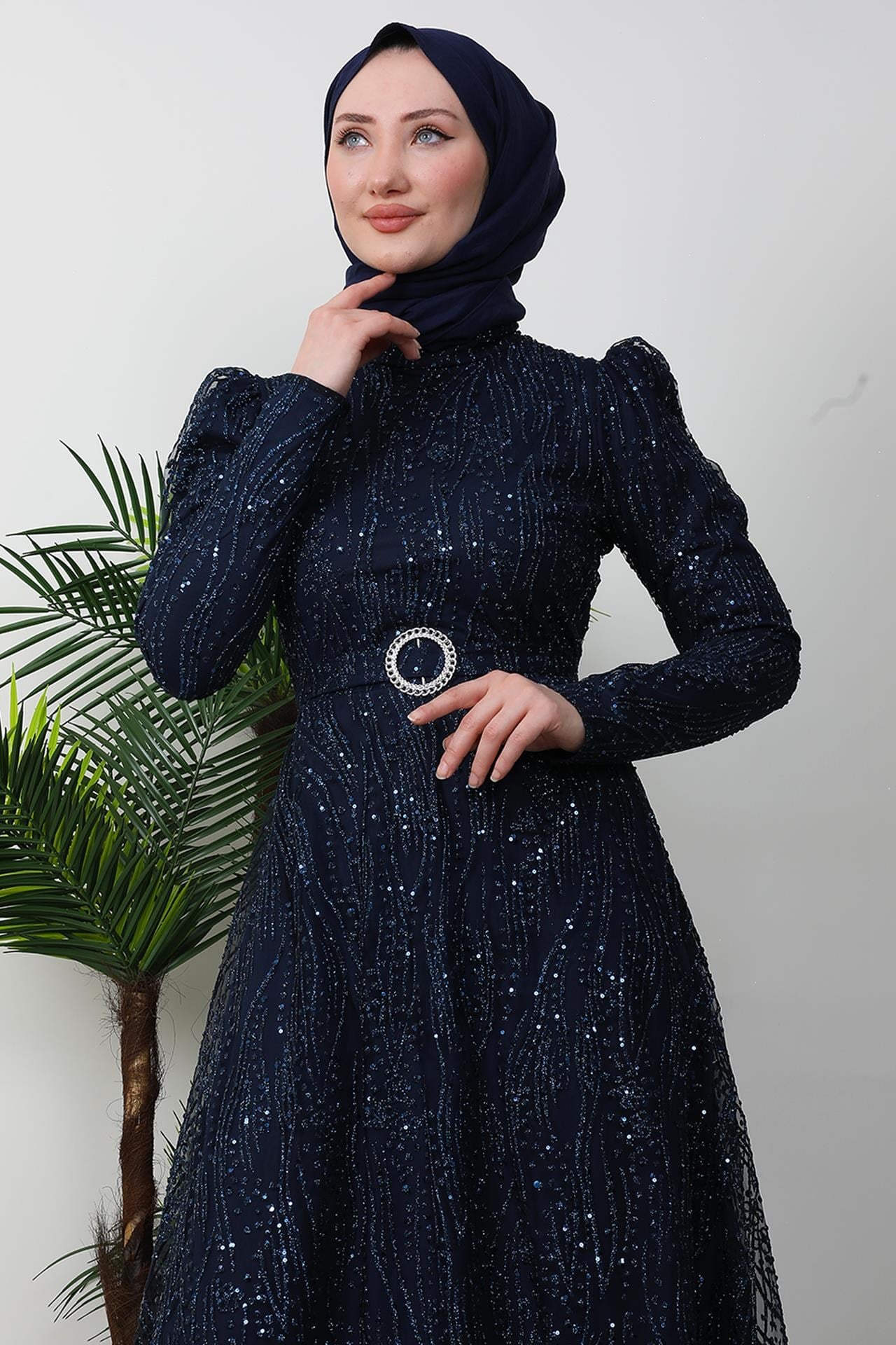 Nilda Simli Abiye Lacivert