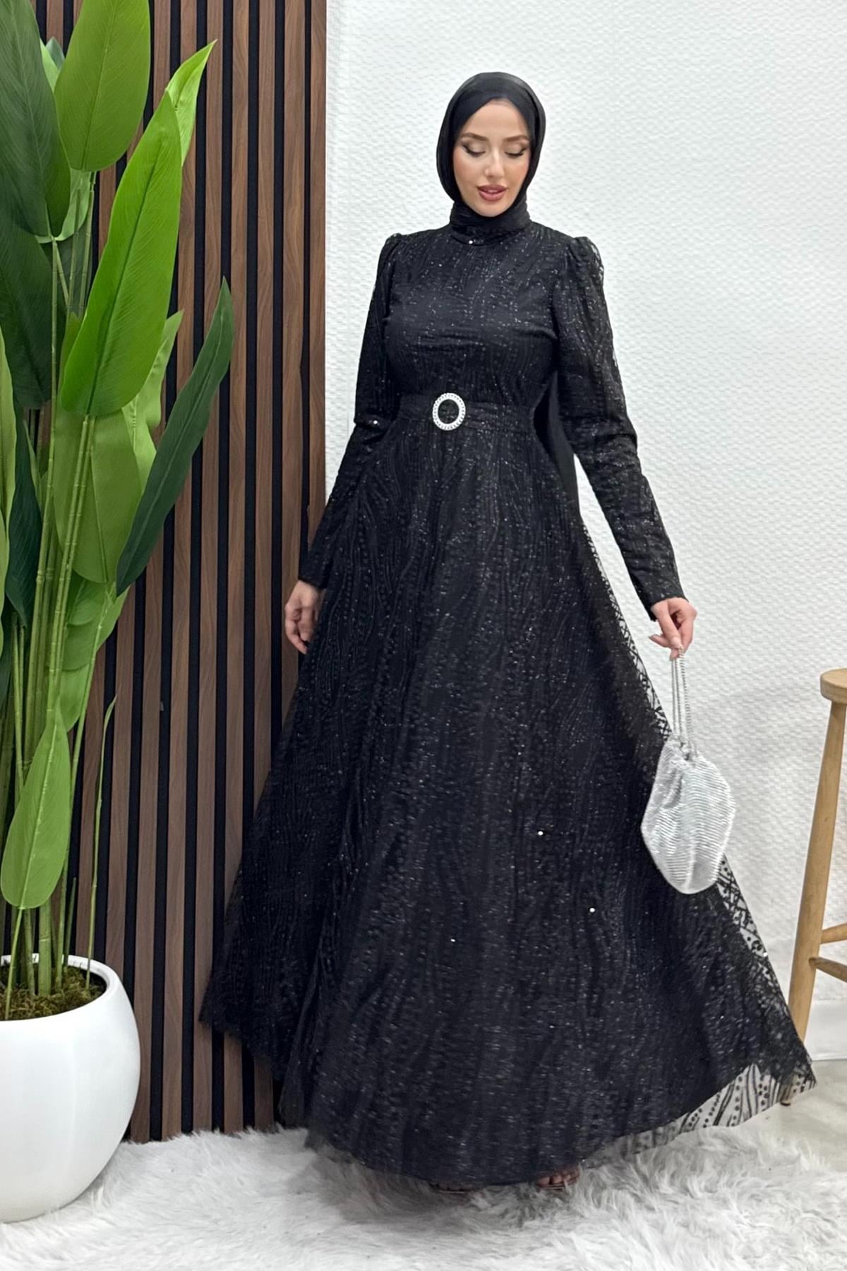 Nilda Simli Abiye Siyah