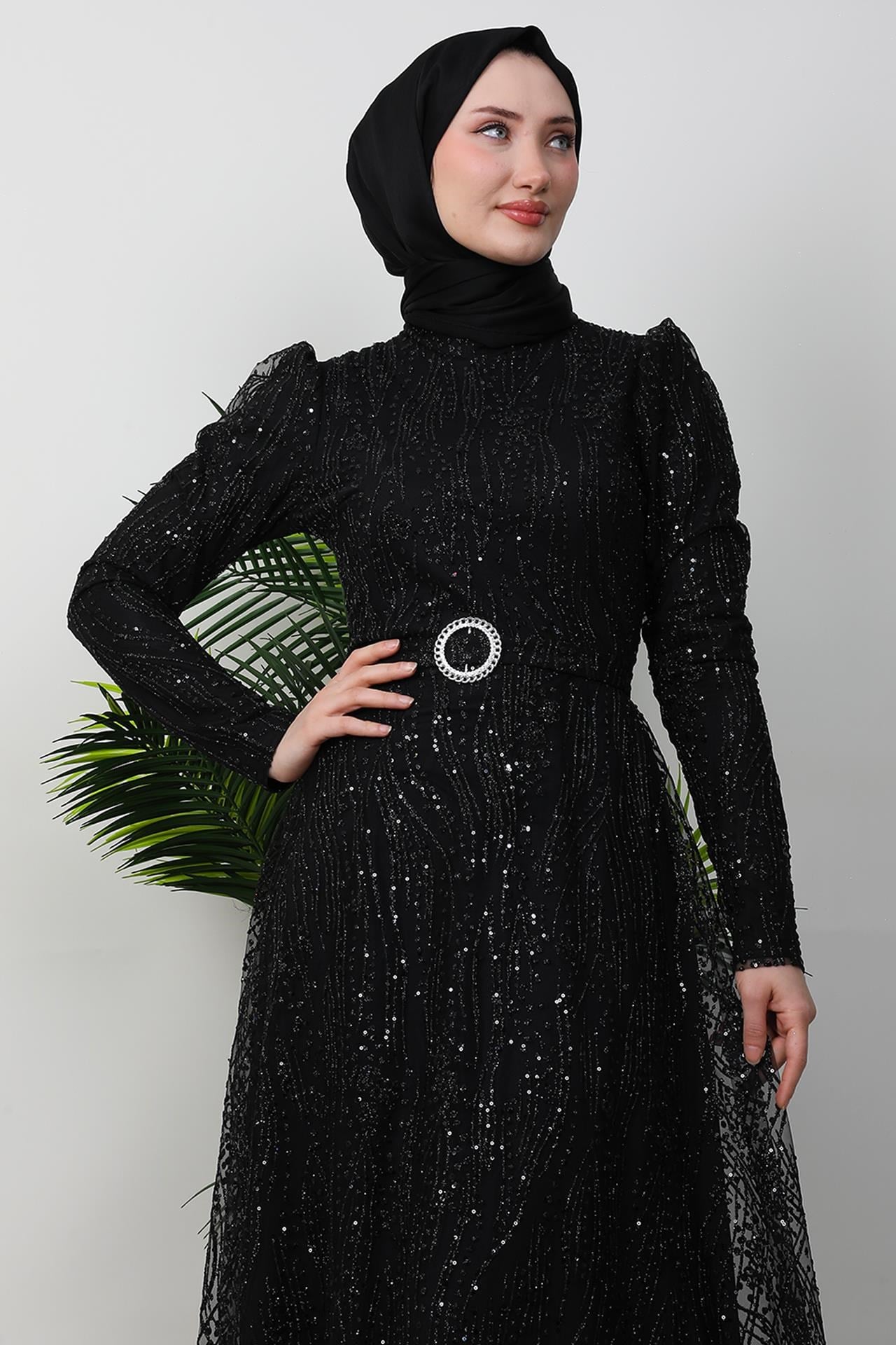 Nilda Simli Abiye Siyah