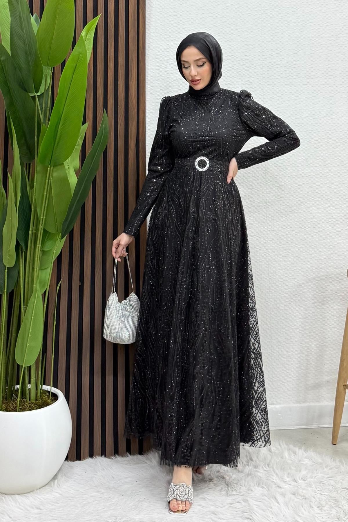 Nilda Simli Abiye Siyah