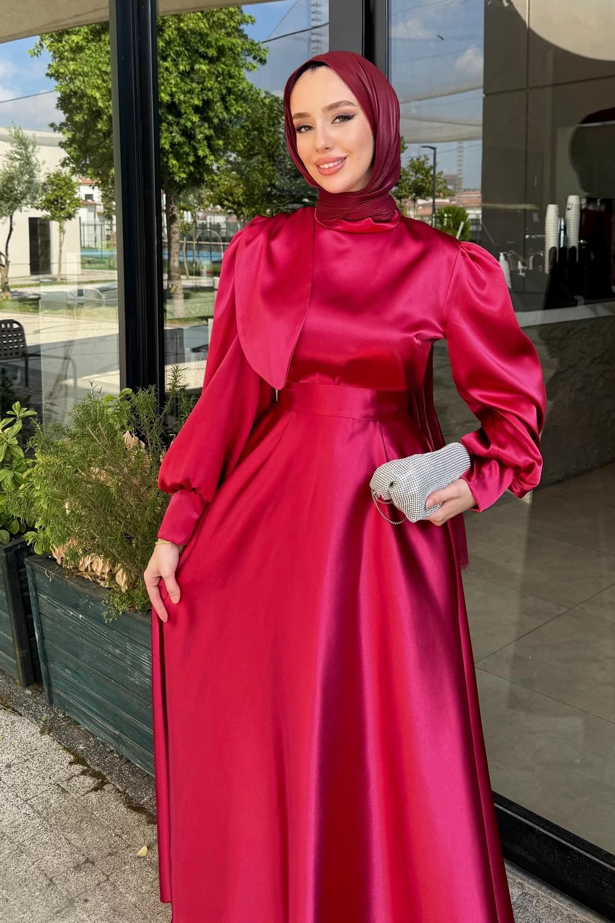 Nirvana Saten Abiye Bordo