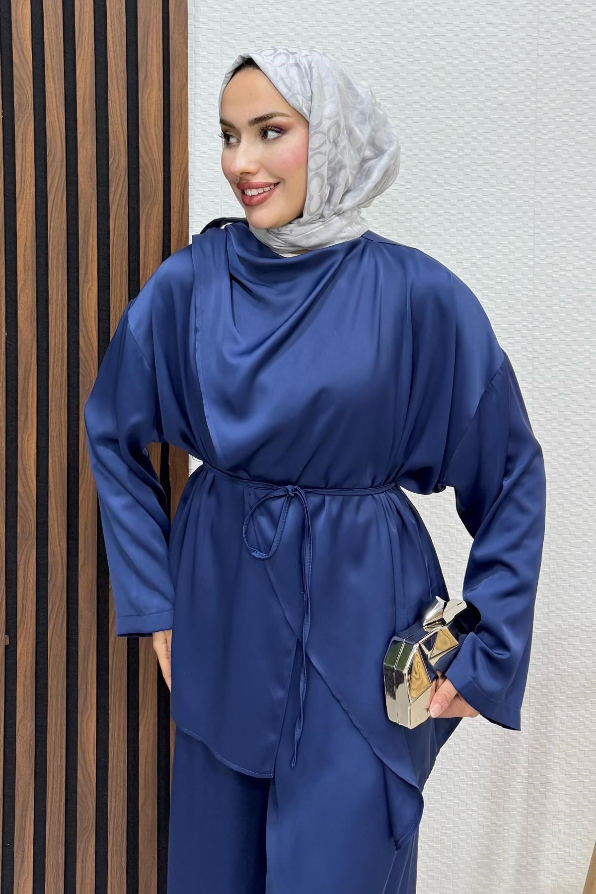 Omuzdan Düğmeli Takım Lacivert