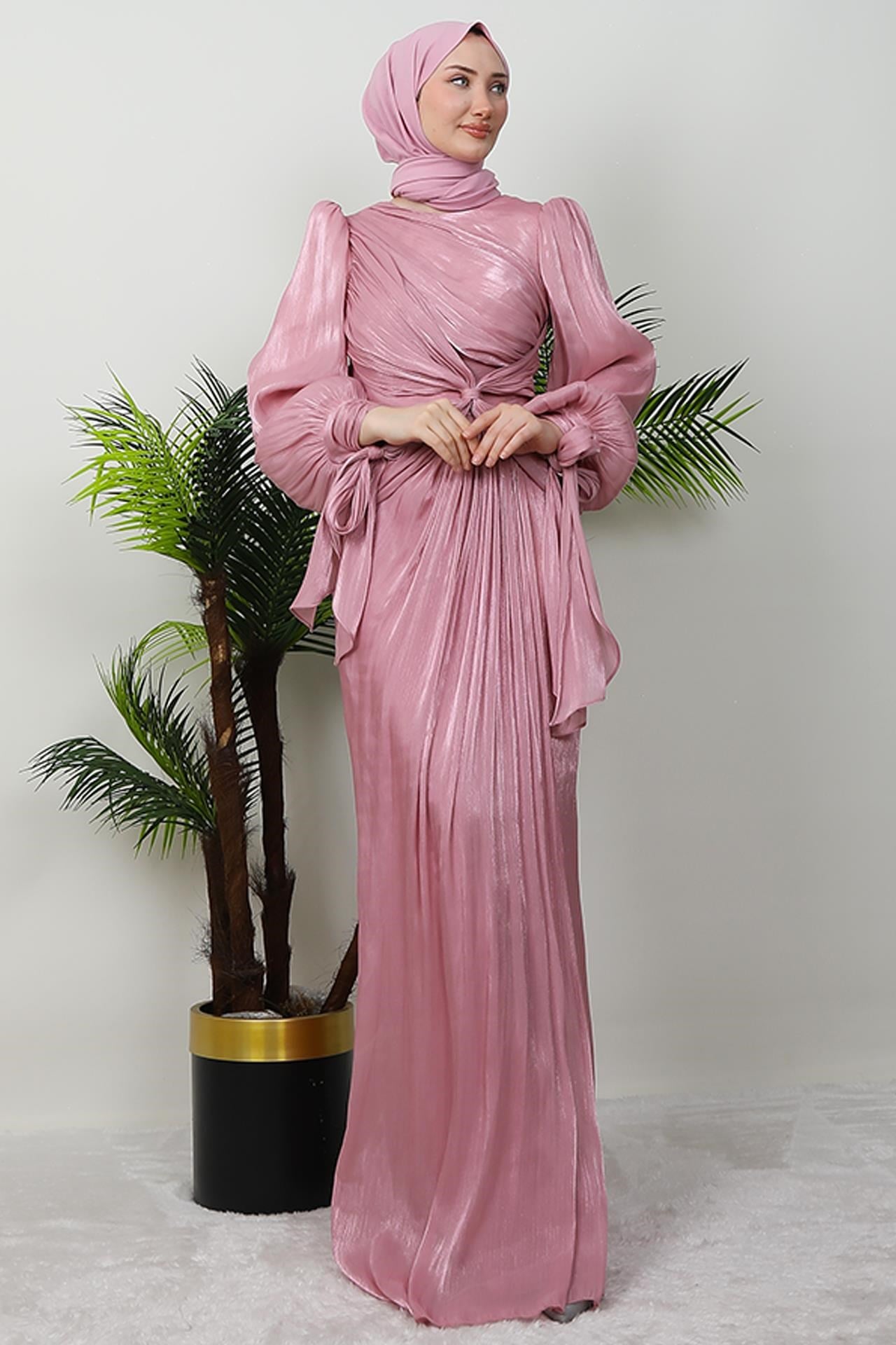 Orkide İpek Abiye Soft Pembe
