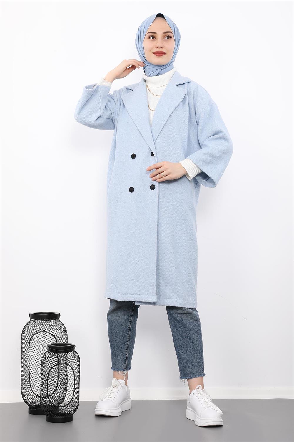 Oversize Dört Düğmeli Kap Bebe Mavi