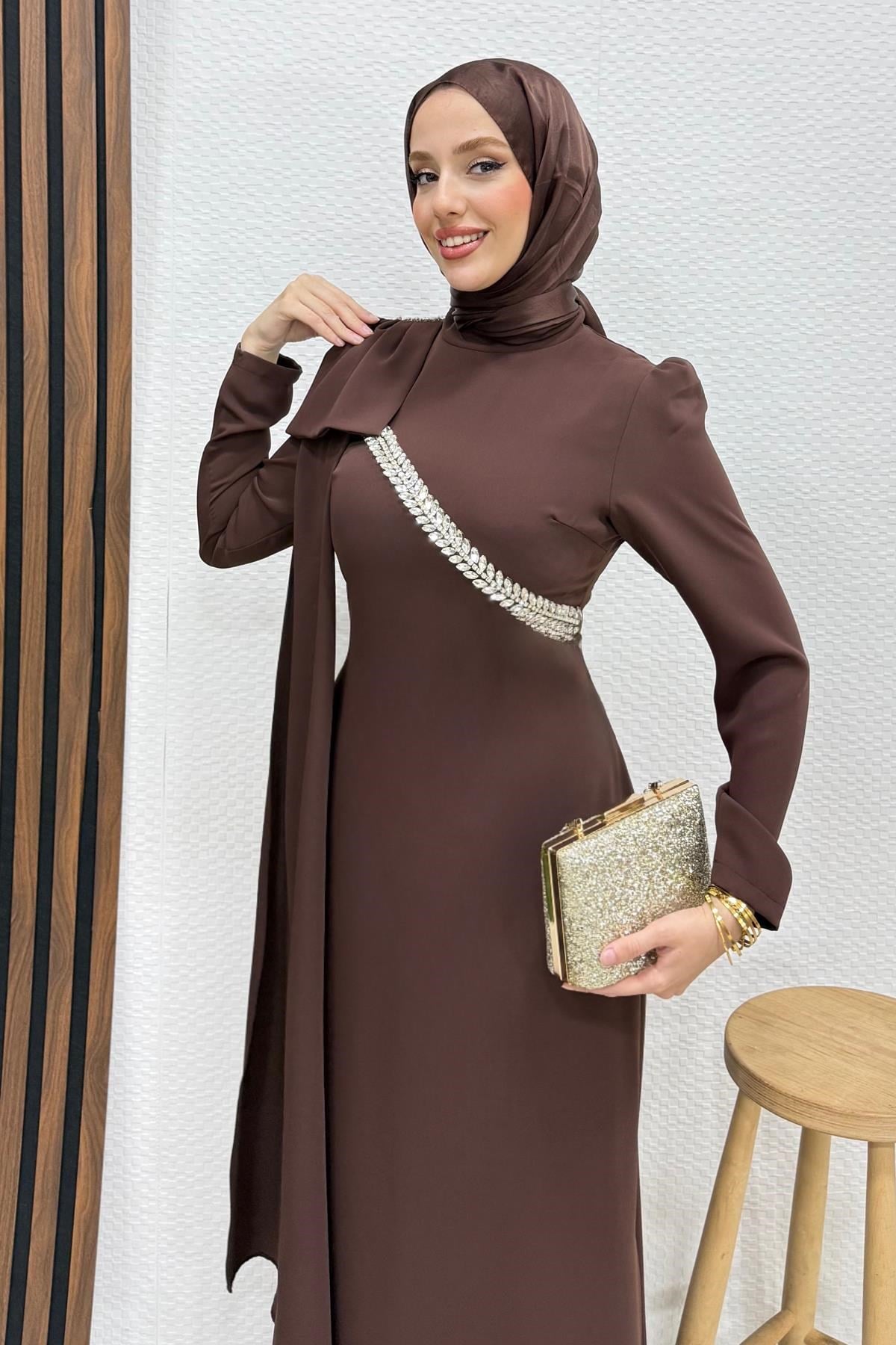 Özün Taşlı Abiye Acı Kahve