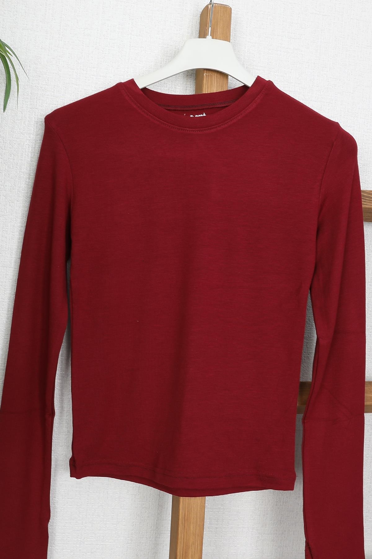 Parmak Geçirmeli Body Bordo
