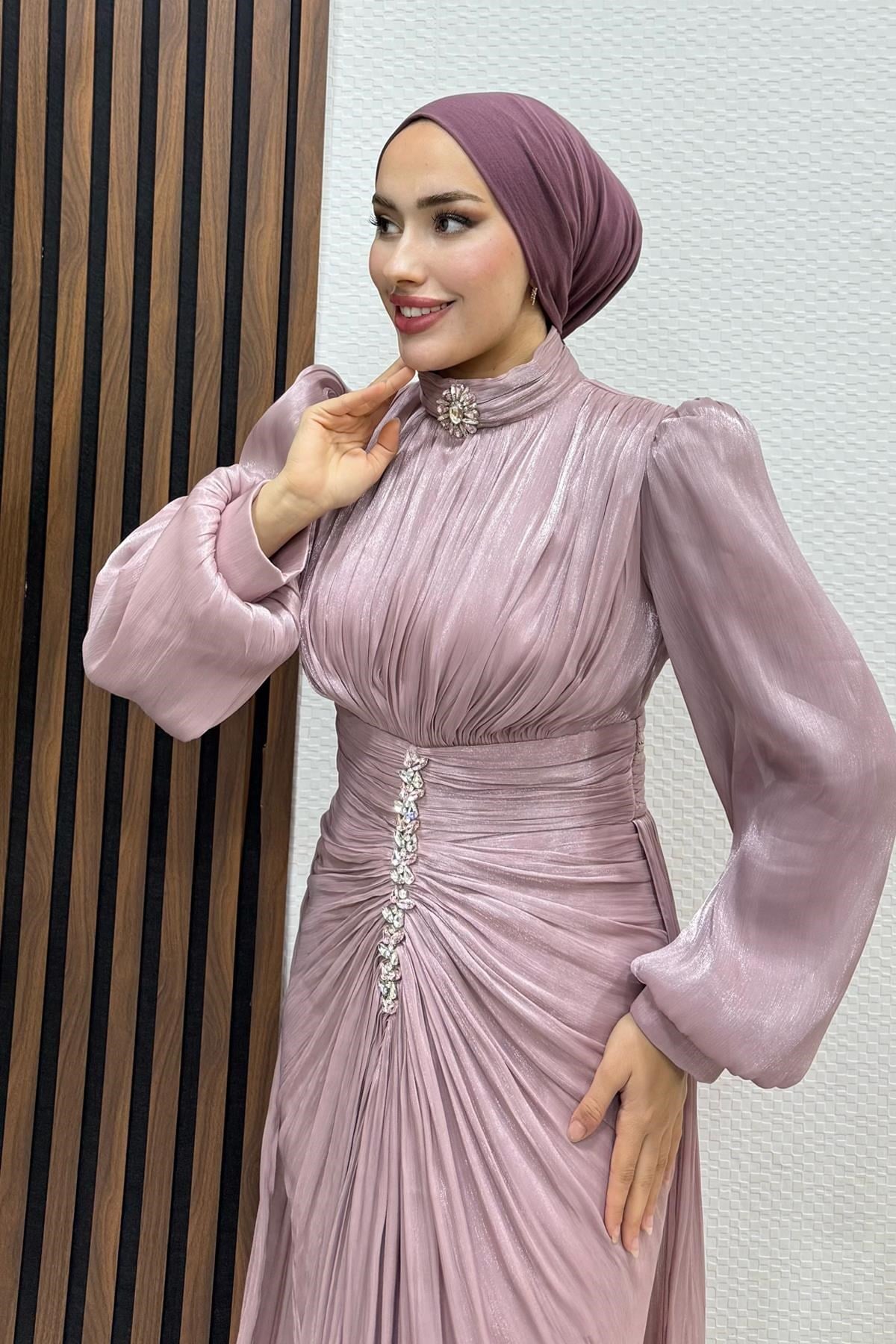 Pastel Yoryo Abiye Açık Gül Kurusu