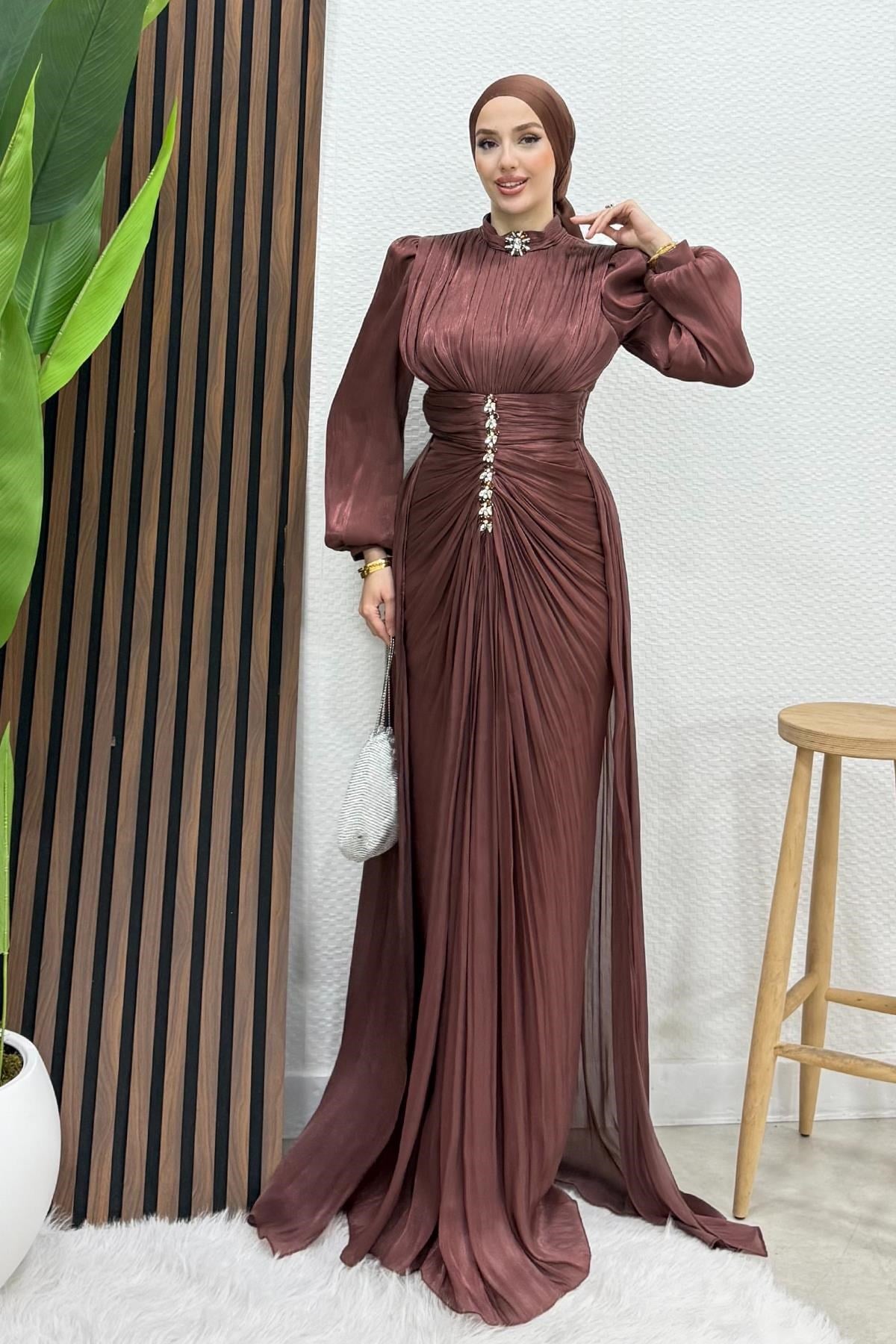 Pastel Yoryo Abiye Gül Kahve