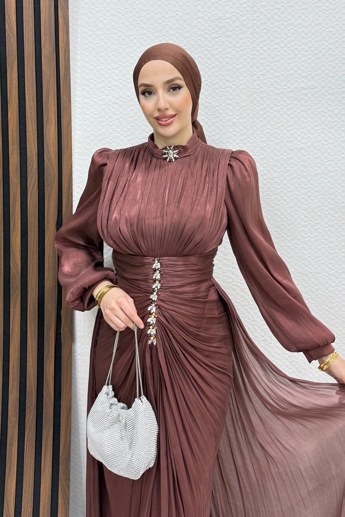 Pastel Yoryo Abiye Gül Kahve