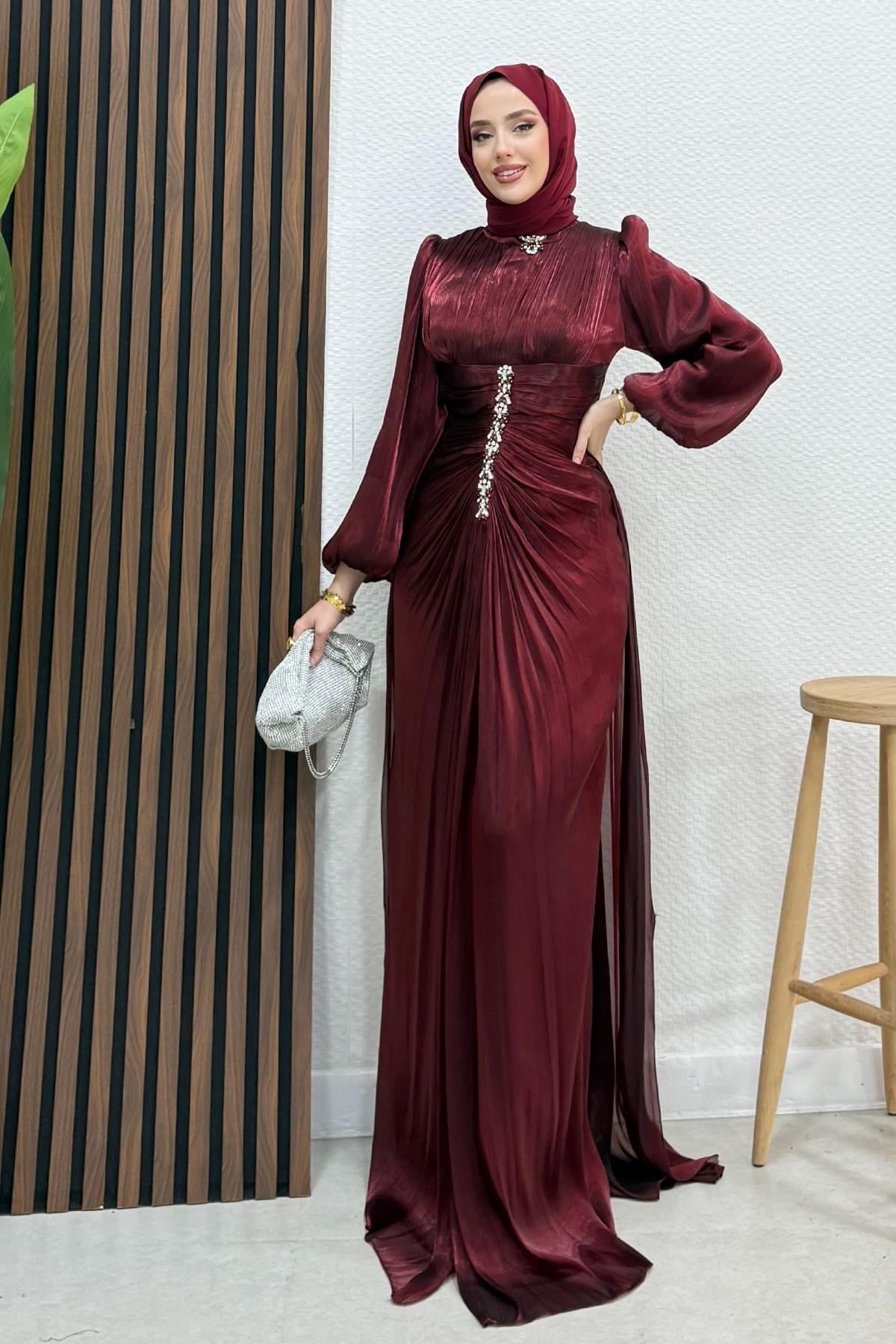 Pastel Yoryo Abiye Koyu Bordo