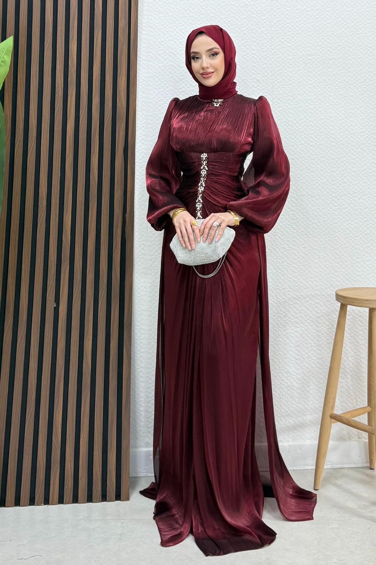 Pastel Yoryo Abiye Koyu Bordo