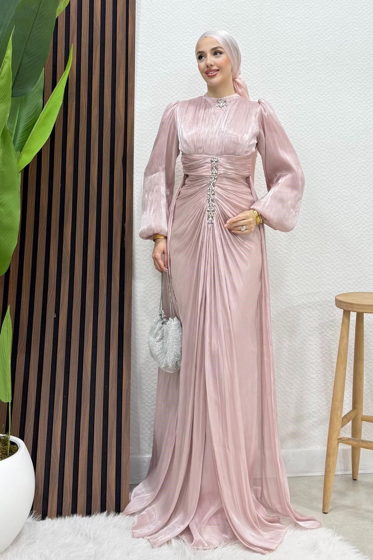 Pastel Yoryo Abiye Soft Pembe