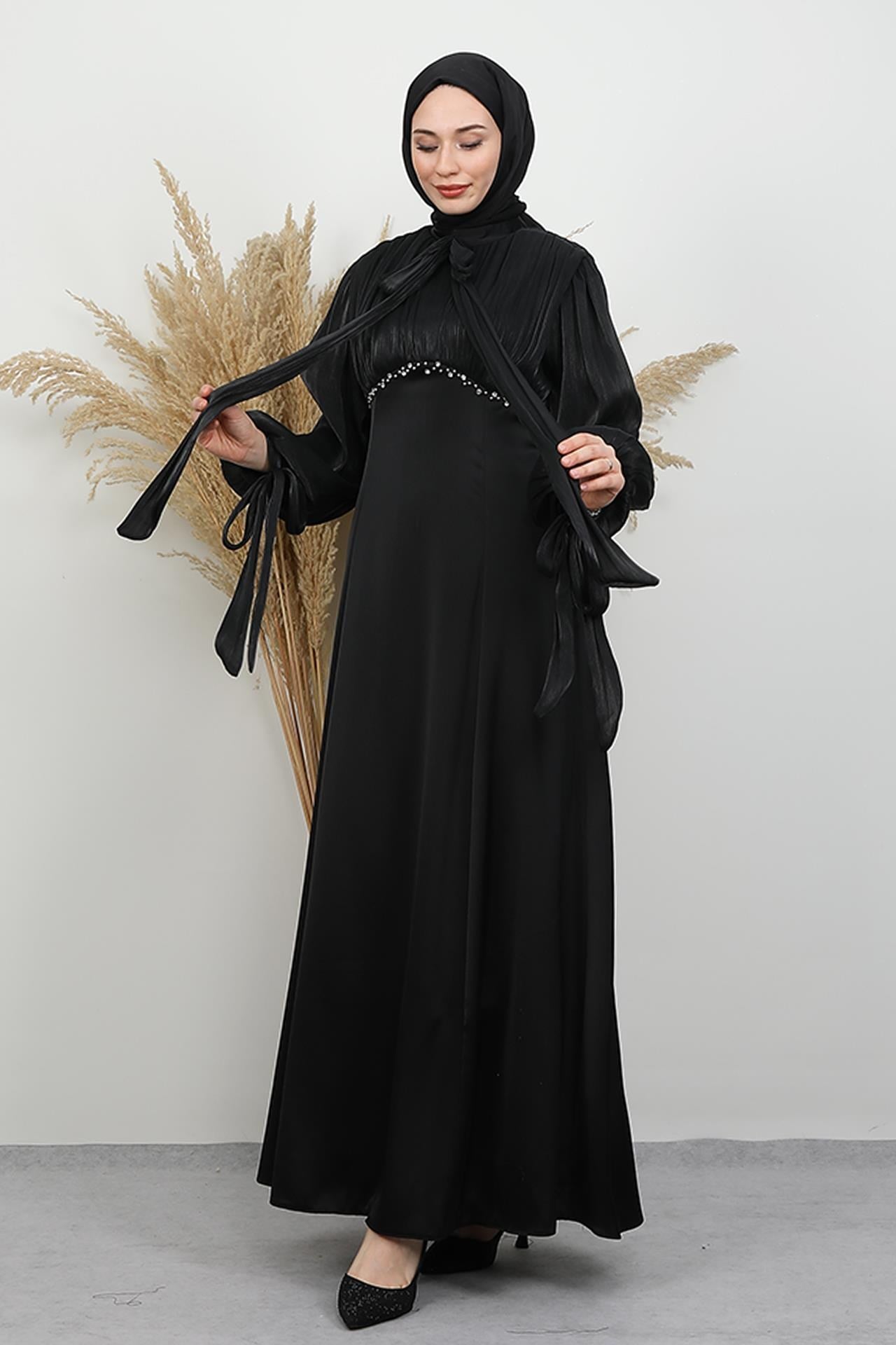 Perla Saten Abiye Siyah