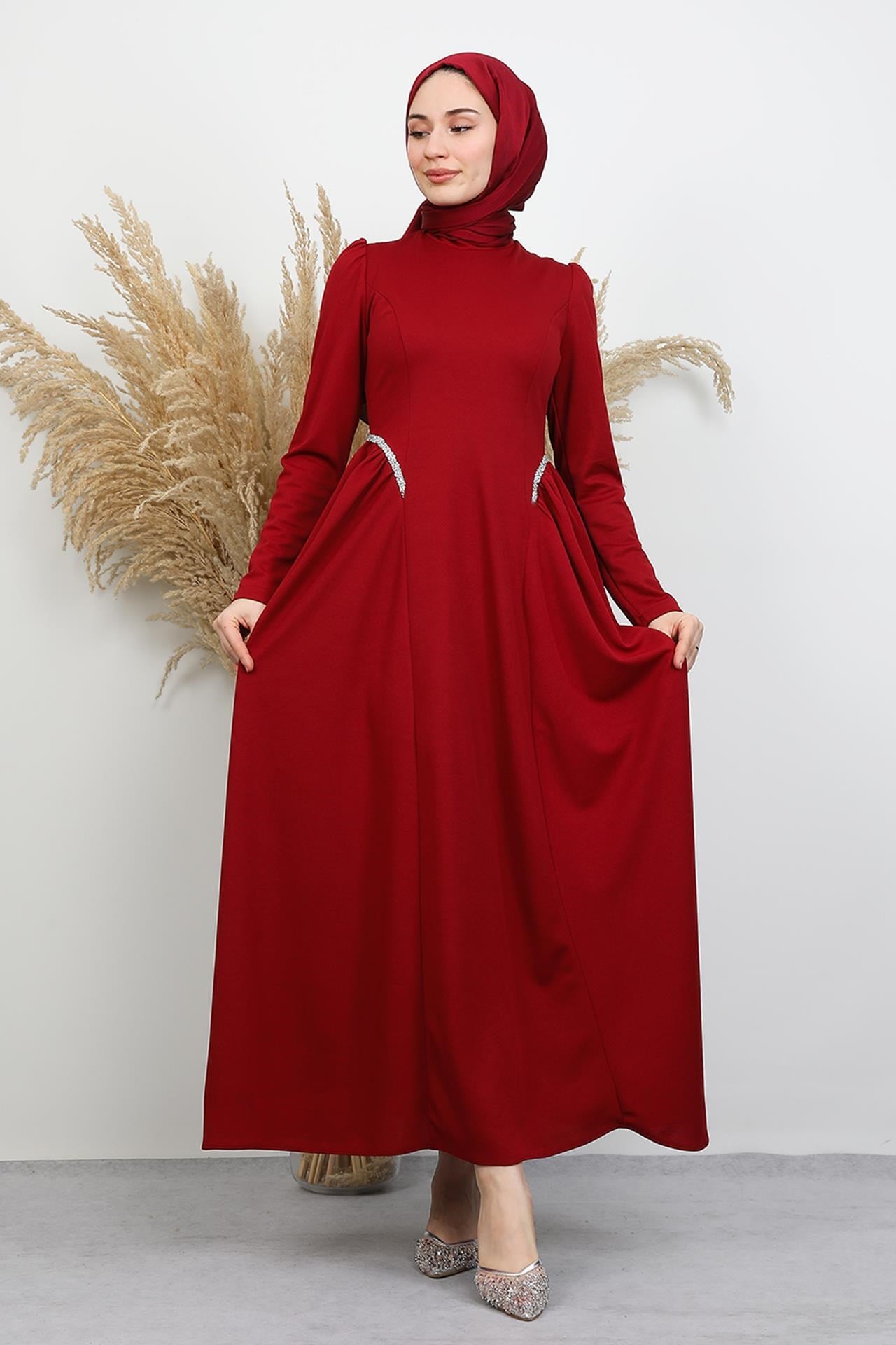 Polyana Krep Abiye Bordo