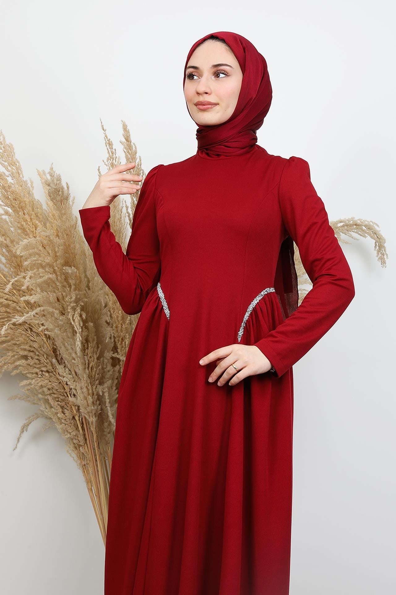 Polyana Krep Abiye Bordo