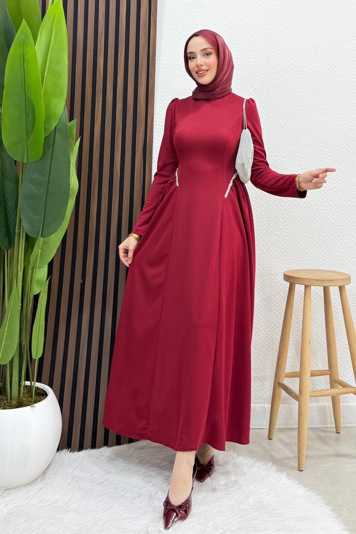 Polyana Krep Abiye Bordo