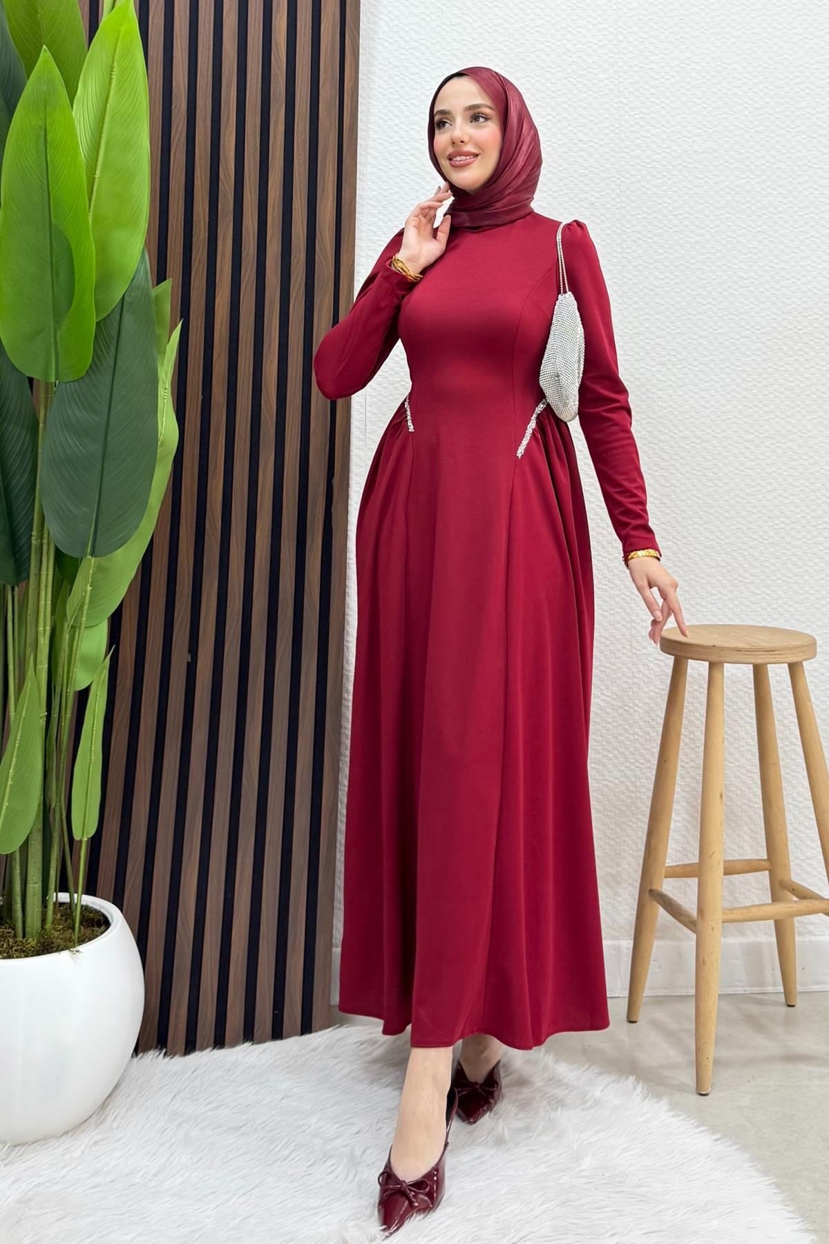 Polyana Krep Abiye Bordo